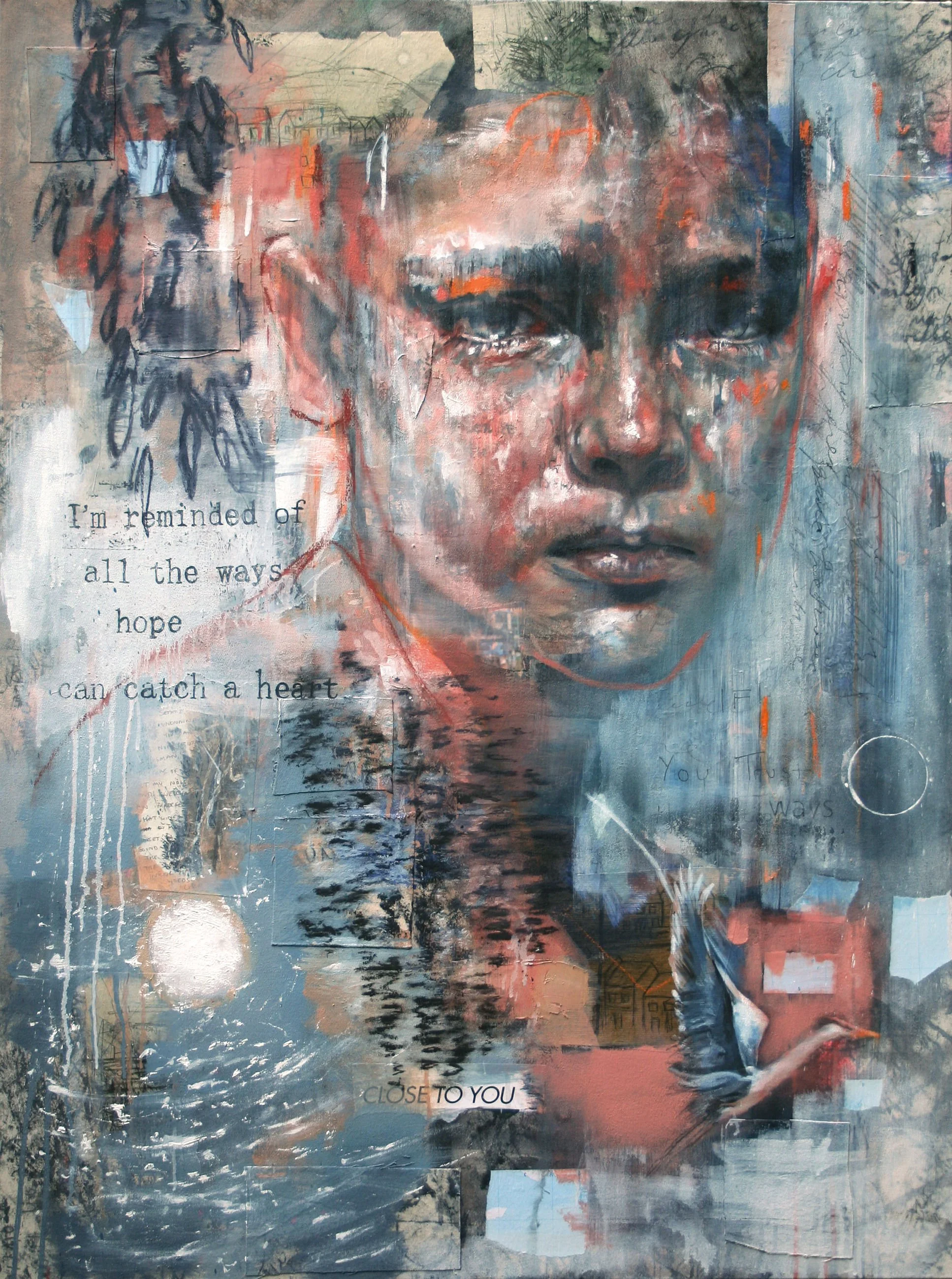 How to Catch a Heart No.1 | Acrylic, Spray Paint, Collage, Oil paint & Oil stick on canvas | 120cmx90cm | 2026