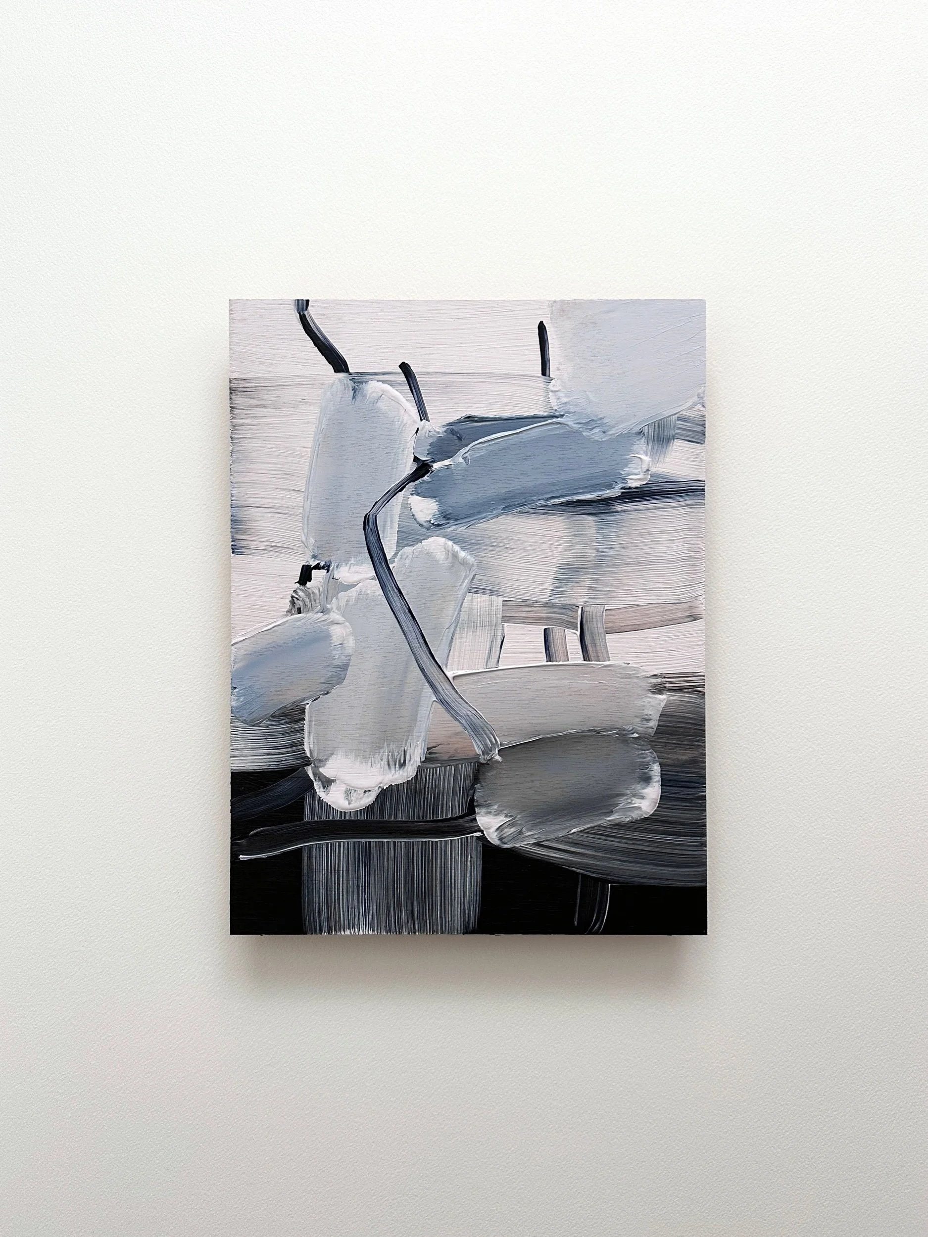 Traces 1 , 2025 Acrylic on wooden panel 30 x 23 cm