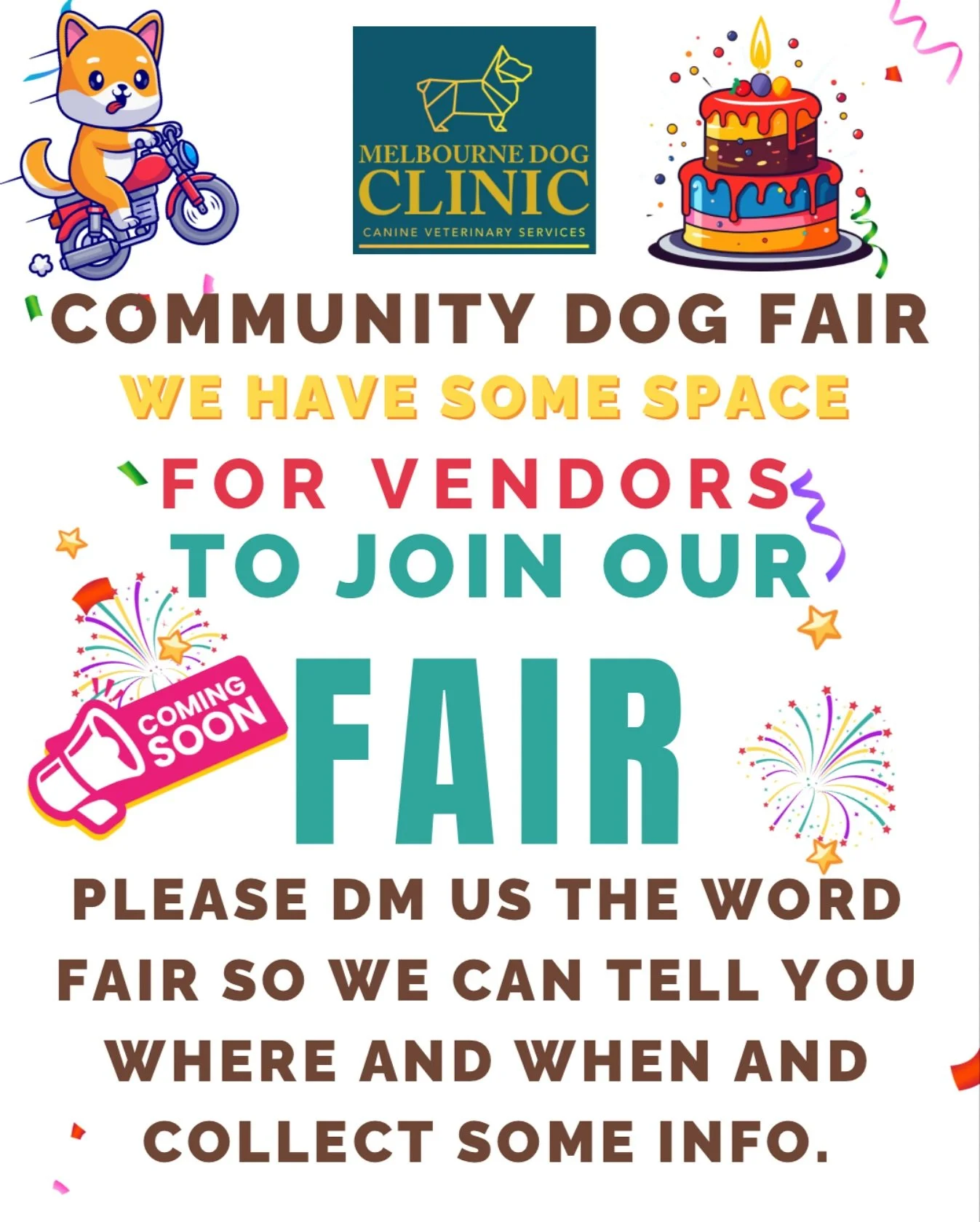We&rsquo;re about to turn one years old. 🎂🥳

And to celebrate our birthday we&rsquo;re putting on a Community Fair.🎟️🦄

We&rsquo;re busy putting together our Vendors list and working out spacing so if you&rsquo;re a business wanting to show off y