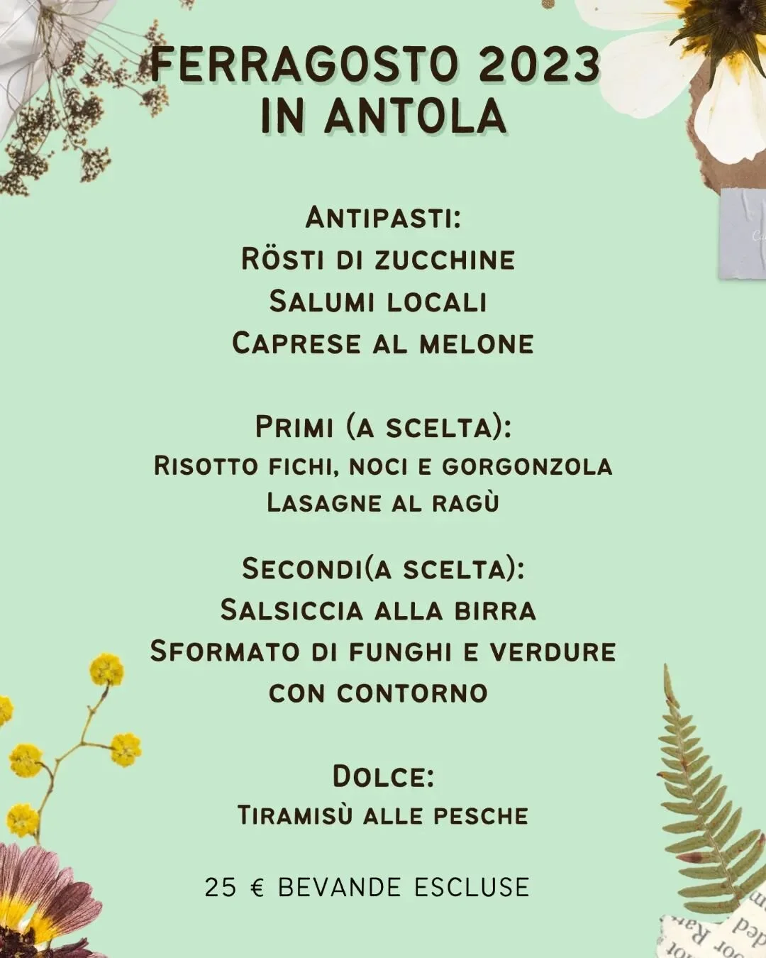 🌼 Per ferragosto vi proponiamo: gita in Antola e pranzetto in rifugio🌼

🍝Men&ugrave; fisso a &euro;25 bevande escluse!

🌱Vi aspettiamo! Faremo due turni, alle 12 e alle 13.30 e consigliamo la prenotazione.

☎️Per info e prenotazioni chiamate e wh