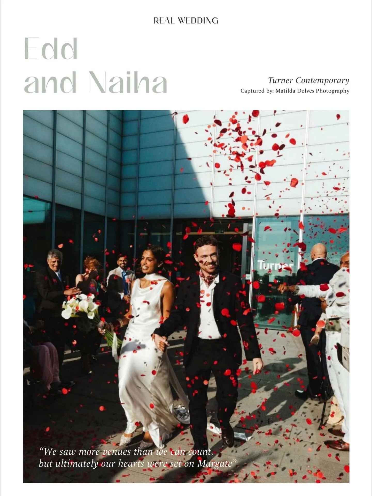 It was so lovely to wake up and see this magazine feature of one of my beautiful WALB couples who married at @turnercontemporary last year. 

Naiha and Edd worked with @_camilleroman for their styling and flowers were at the forefront with the most i