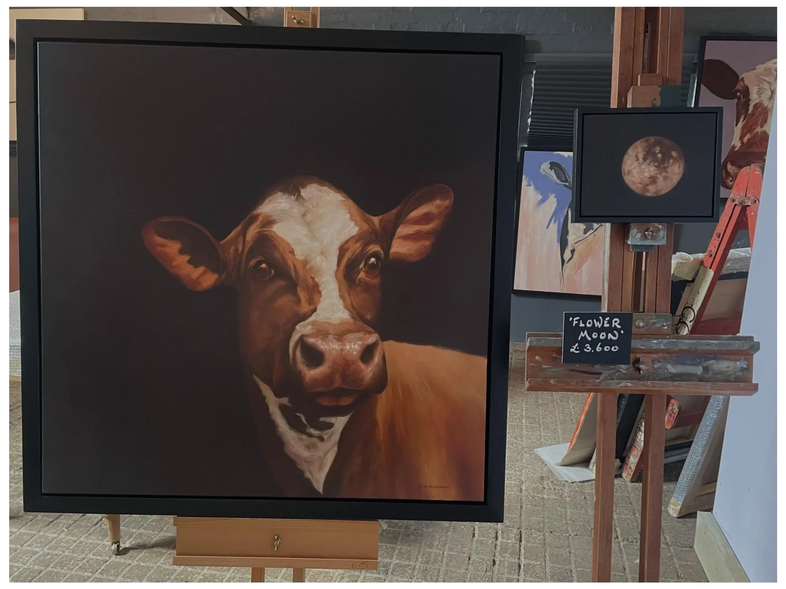 ‘HARVEST MOON’ Oil on Canvas 100 x 100cm £3,600 - PLUS ‘SATELLE MOON’ TO POSITION TO ILLUMINATE. AVAILABLE AT INGO FINCKE GALLERY, BATTERSEA. LONDON