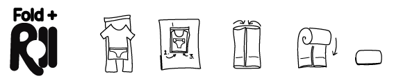 line drawing of stages of fold and roll