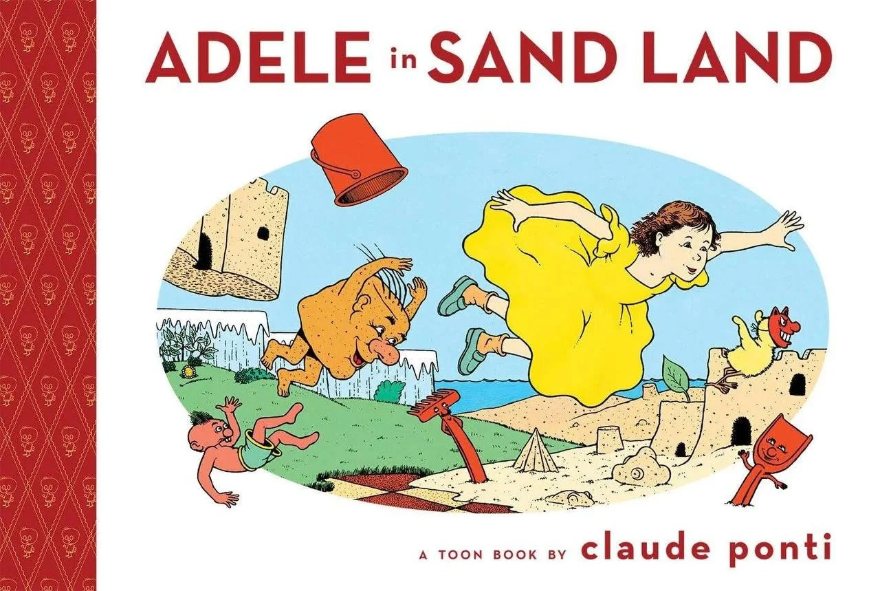 Claude Ponti illustration from Adele in Sand Land showing Adele among a crowded playground