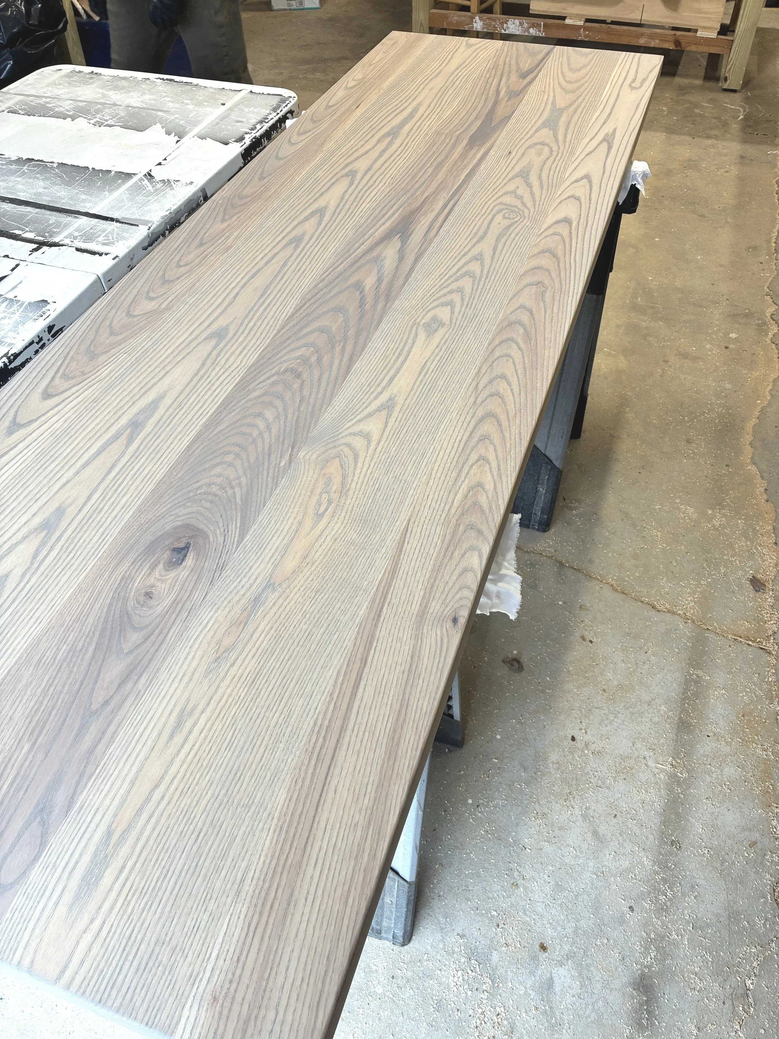 Ash Countertop stained in a gray wash for a wine room in Fenwick, Delaware