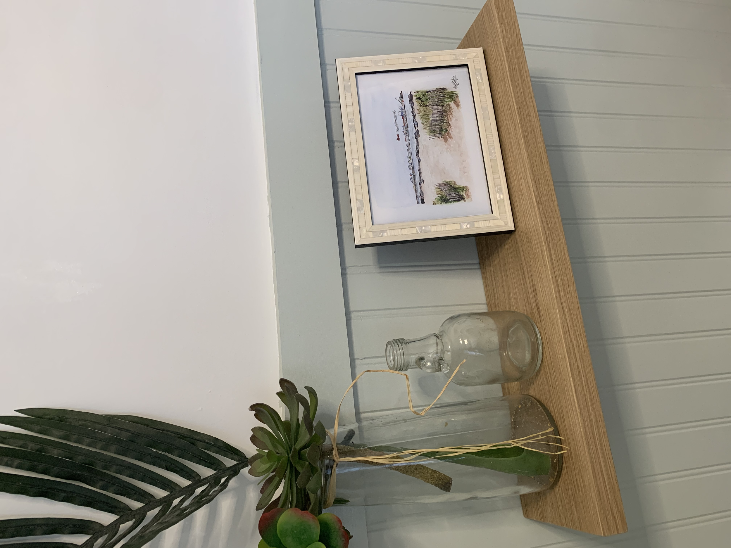 Floating White Oak Shelf for bathroom in Ocean City, Maryland