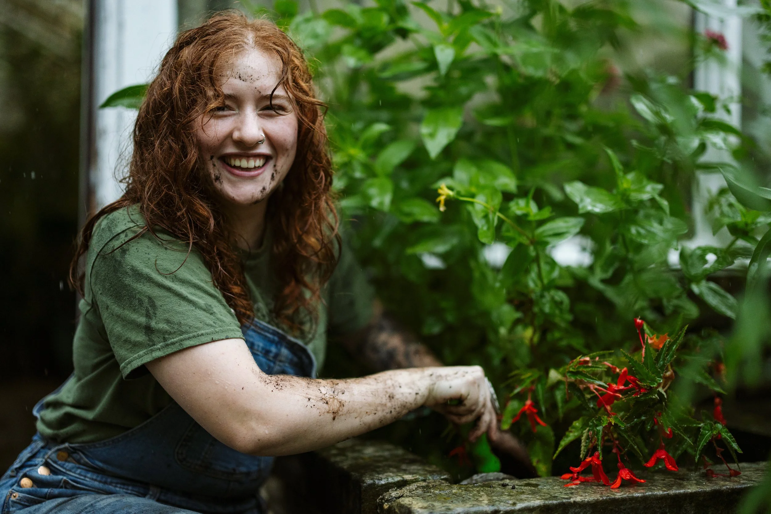 Amanda Gardening in a Flower Bed