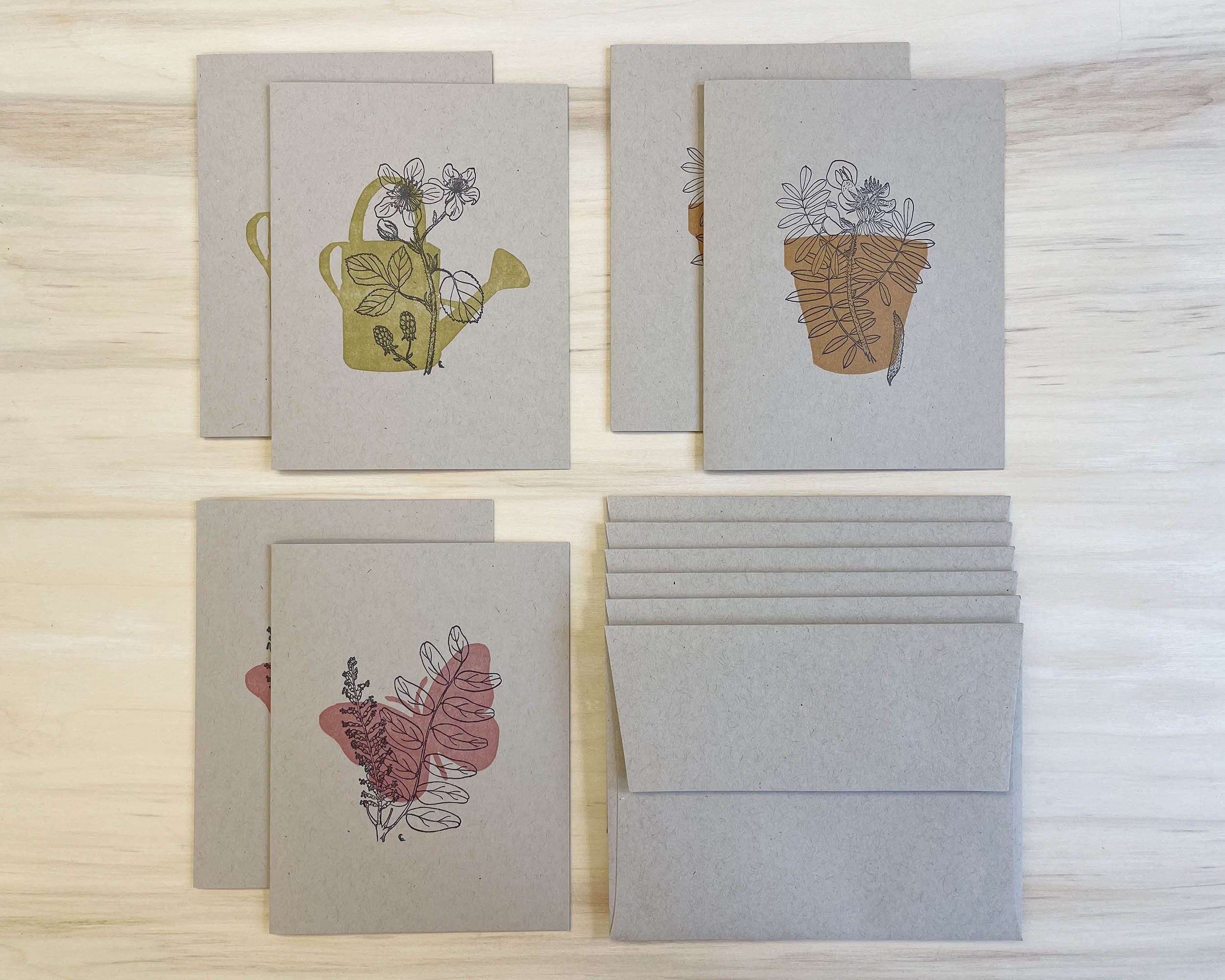 Letterpress notecards garden theme