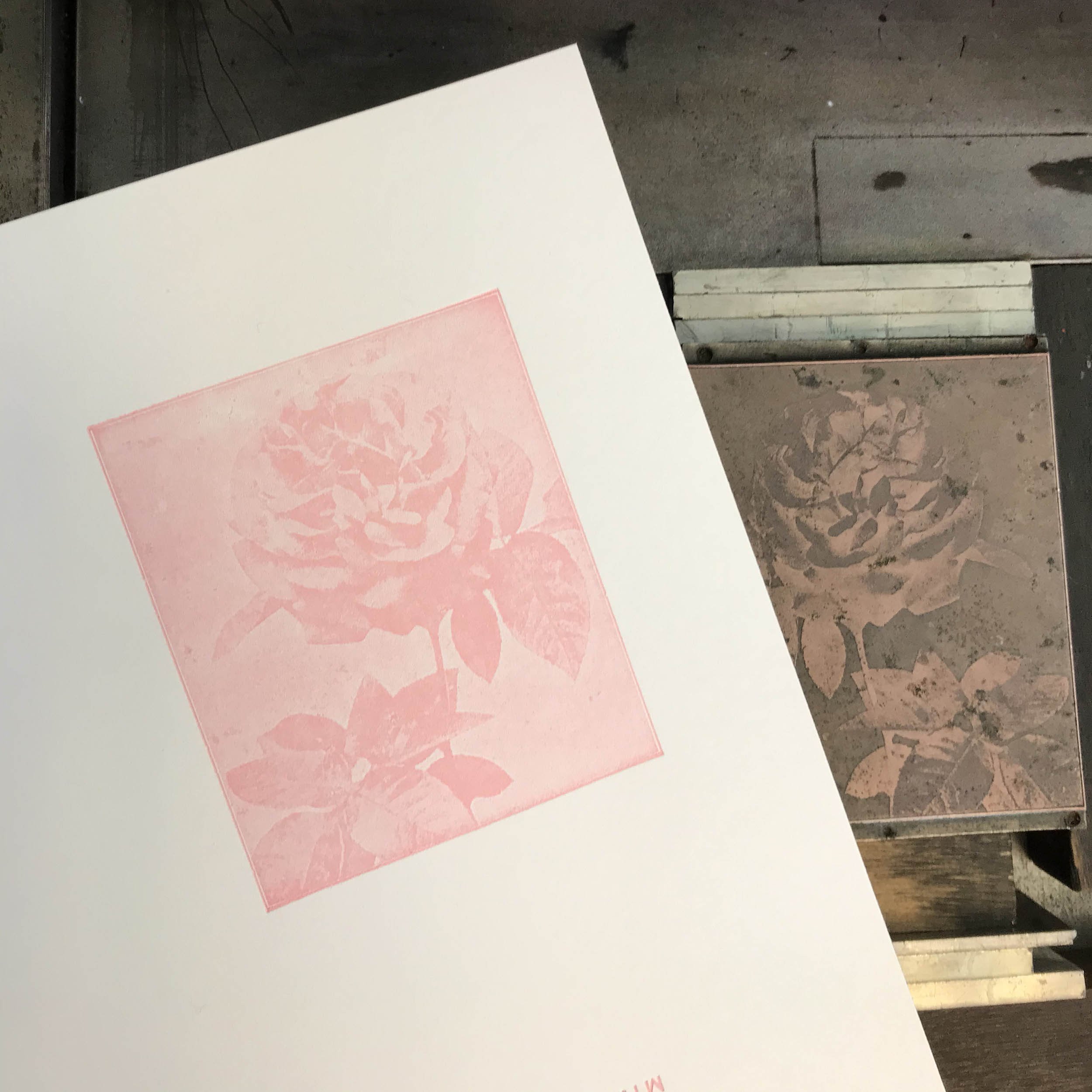 Letterpress greeting card Thinking of You halftone image