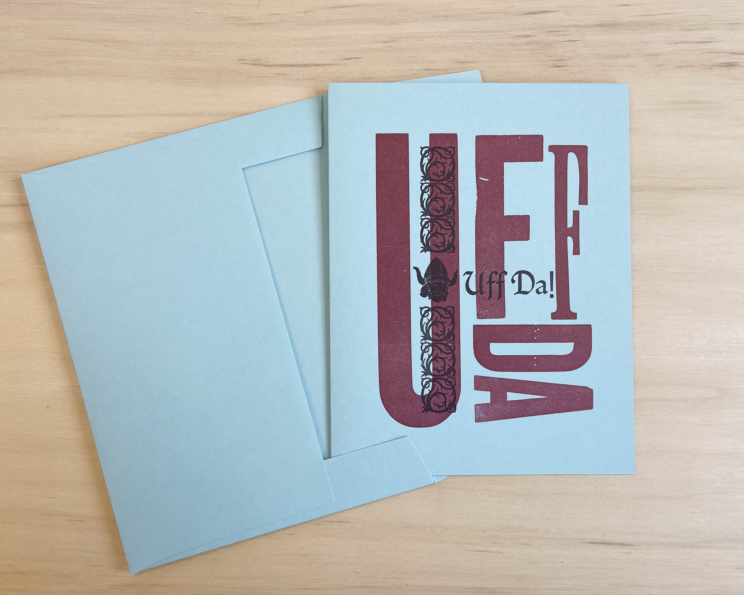 Letterpress greeting card Uff Da