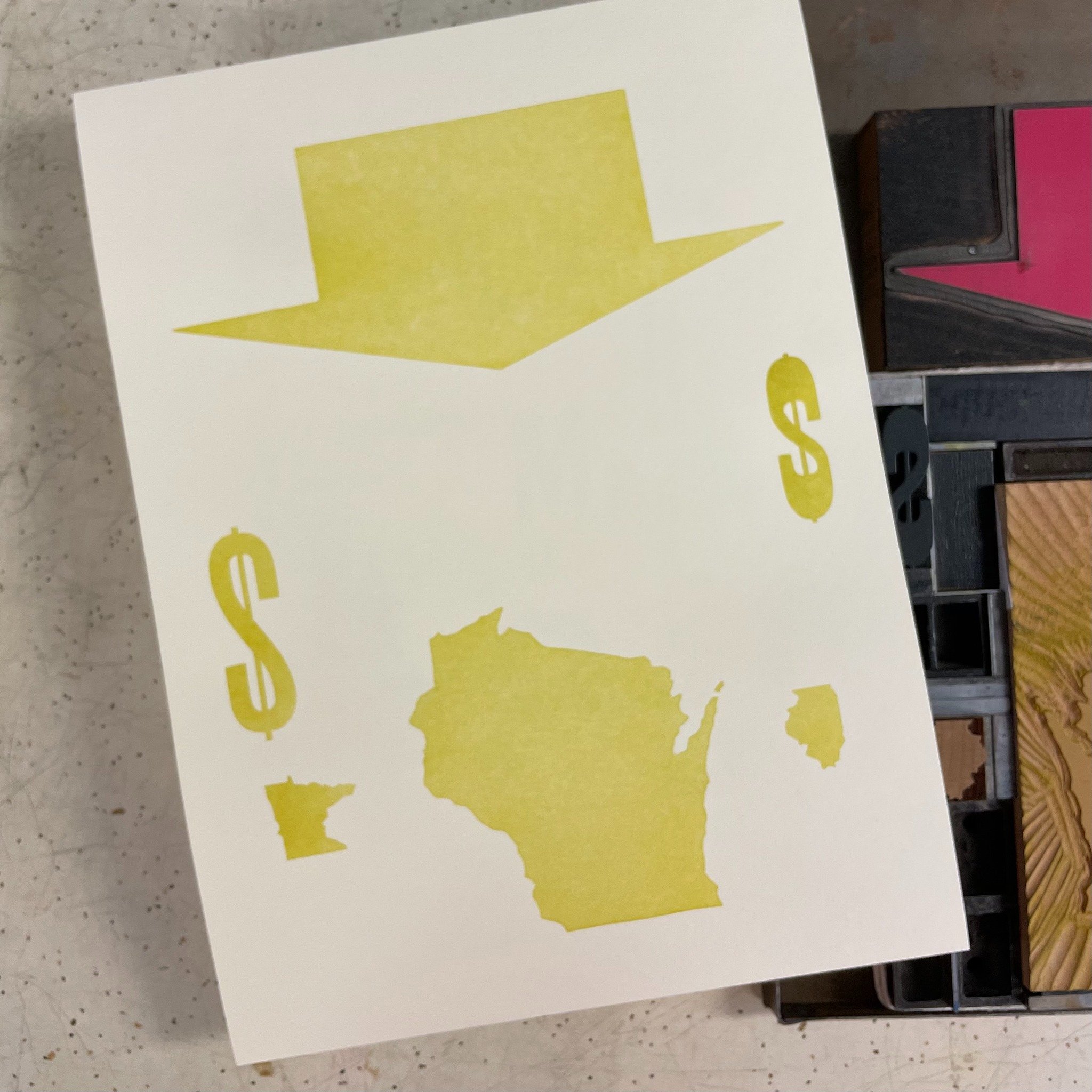 First color of a free make-and-take print we'll have during the Spring Art Tour. Can you guess what the topic might be? Solve the mystery by visiting our studio to pull the second color! May 17, 18 &amp; 19, 10 a.m. - 5 p.m. daily. Tour details at Sp