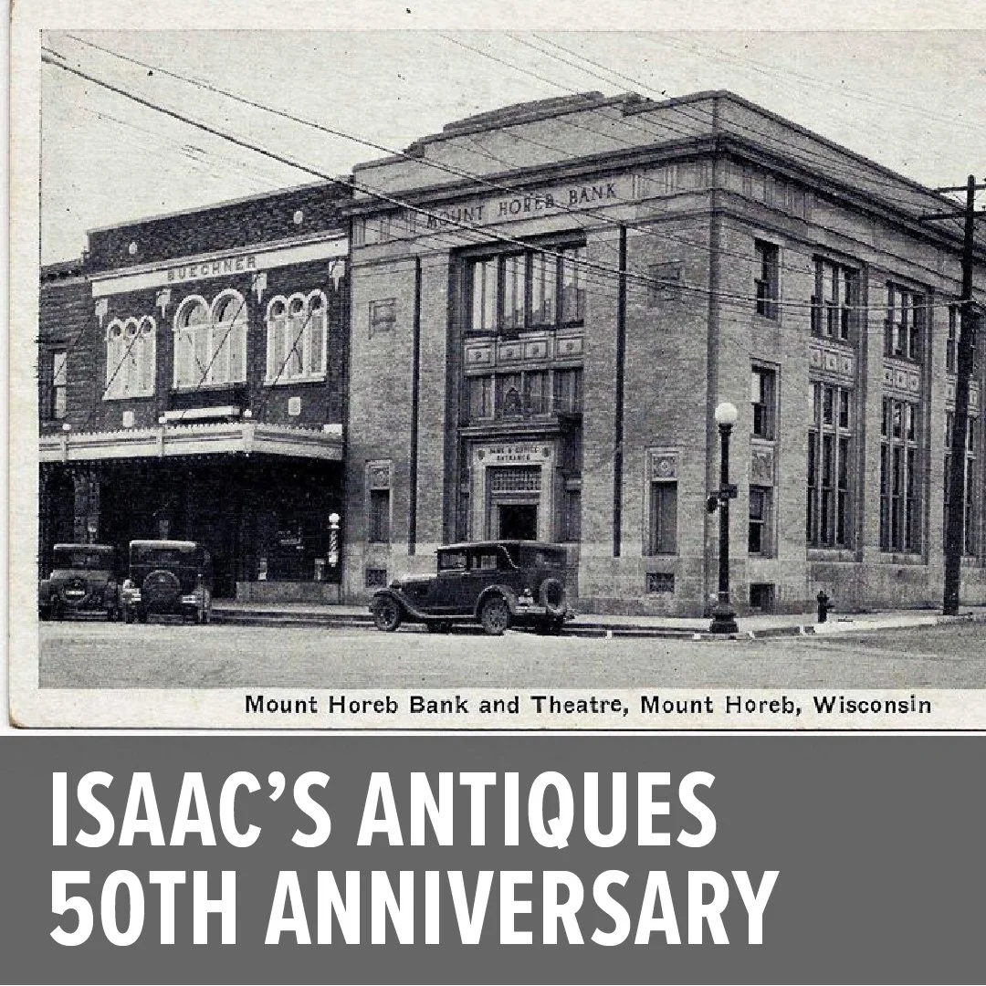 Isaac's Antiques in Mount Horeb, Wis. is hosting a 50th anniversary party on Saturday, September 13, 10 a.m. - 5 p.m. As you explore the store, find us and print a small letterpress souvenir of your visit! Also enjoy cake, refreshments, history about