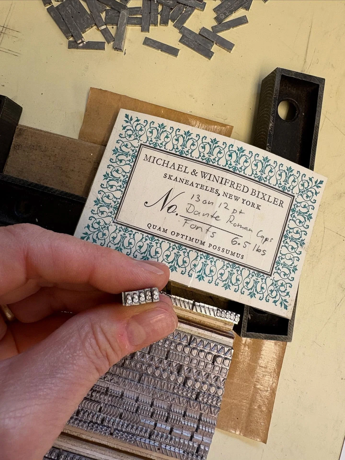 We received a new order of type from @bixlerpress this week! We are adding more uppercase and numeral sorts to our case of Dante, and adding a brand new case of Dante Italic. 😍 Back in 2008 we inherited some of this beautiful type when we purchased 