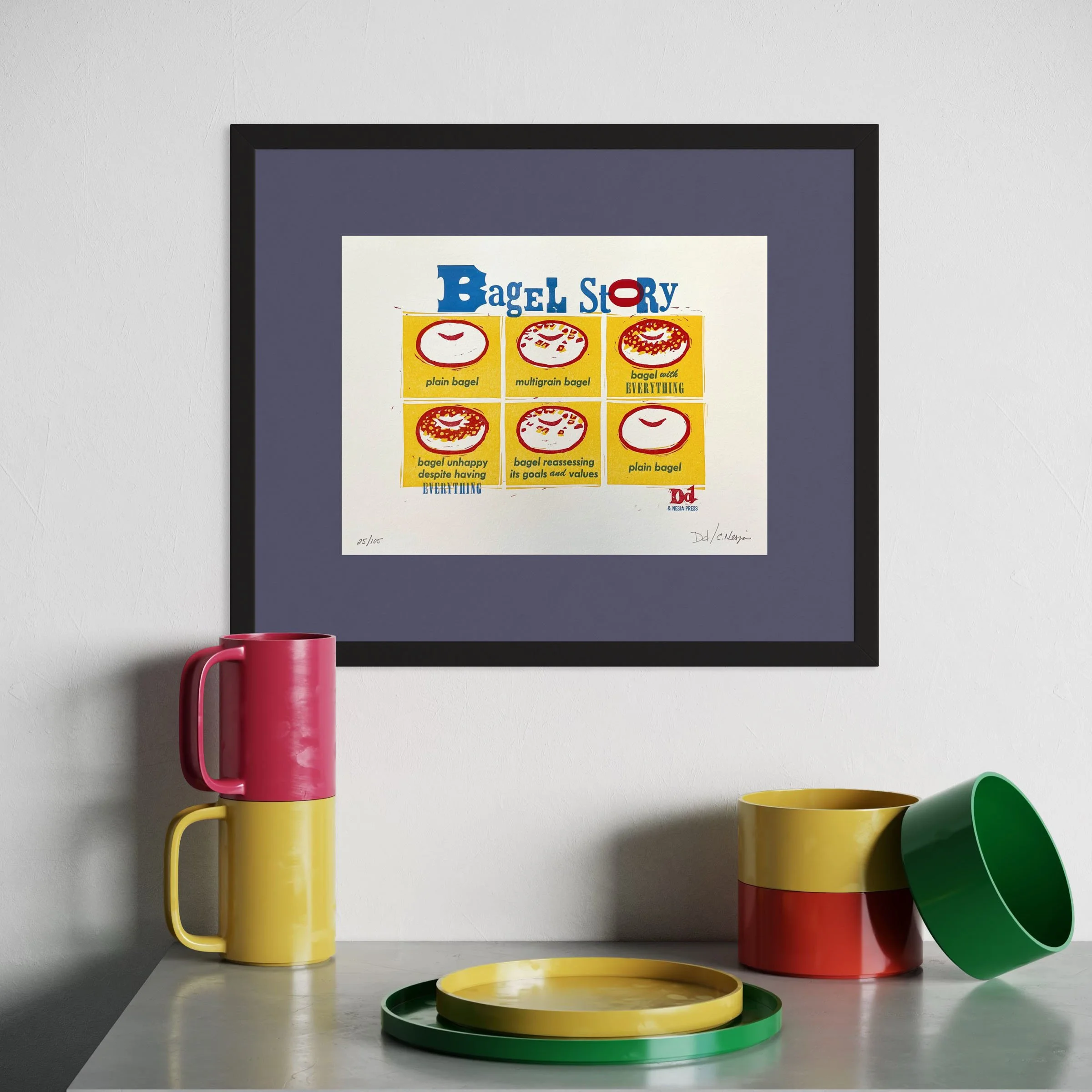 Bagel Story Letterpress Art Print