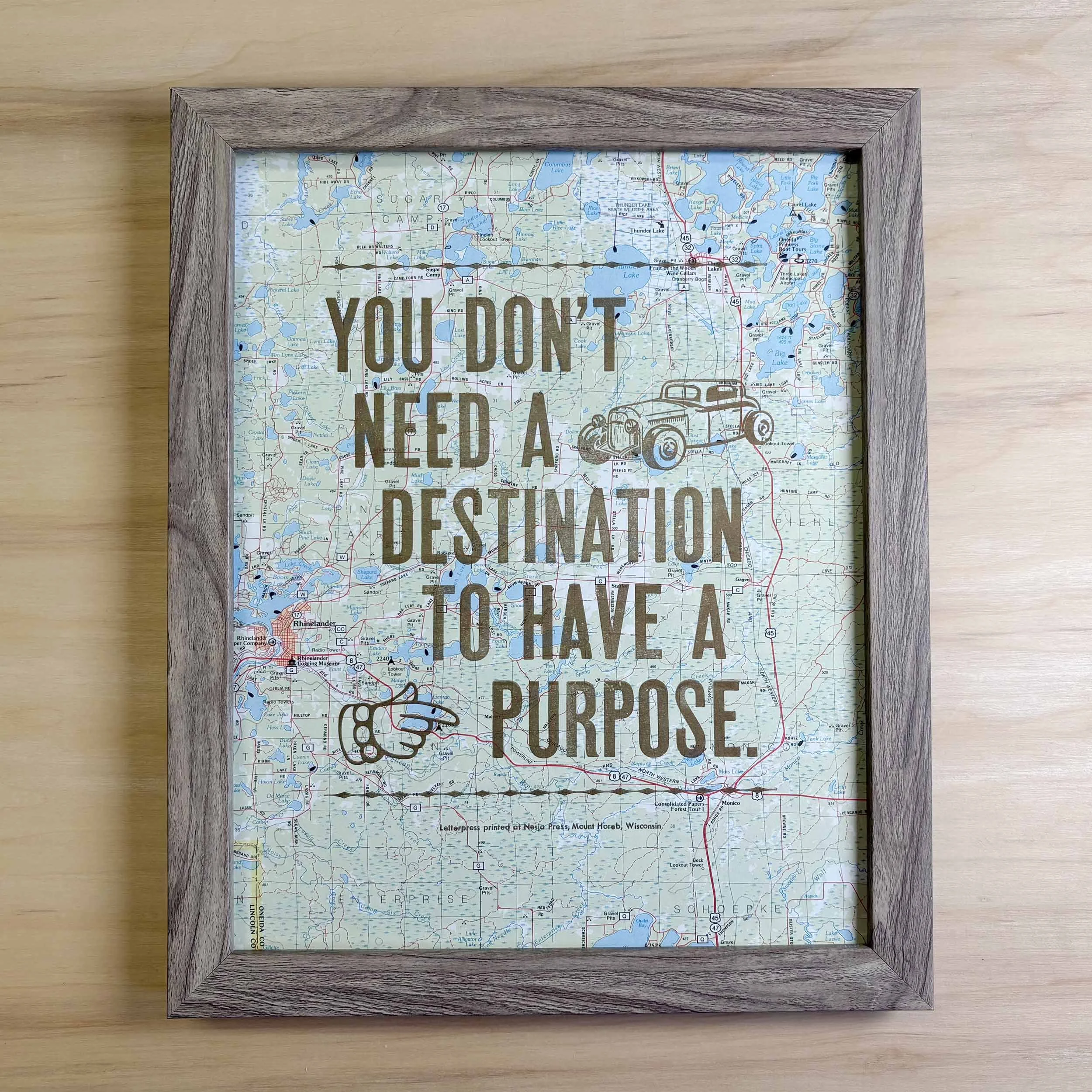 Wisconsin Map Letterpress Broadsides