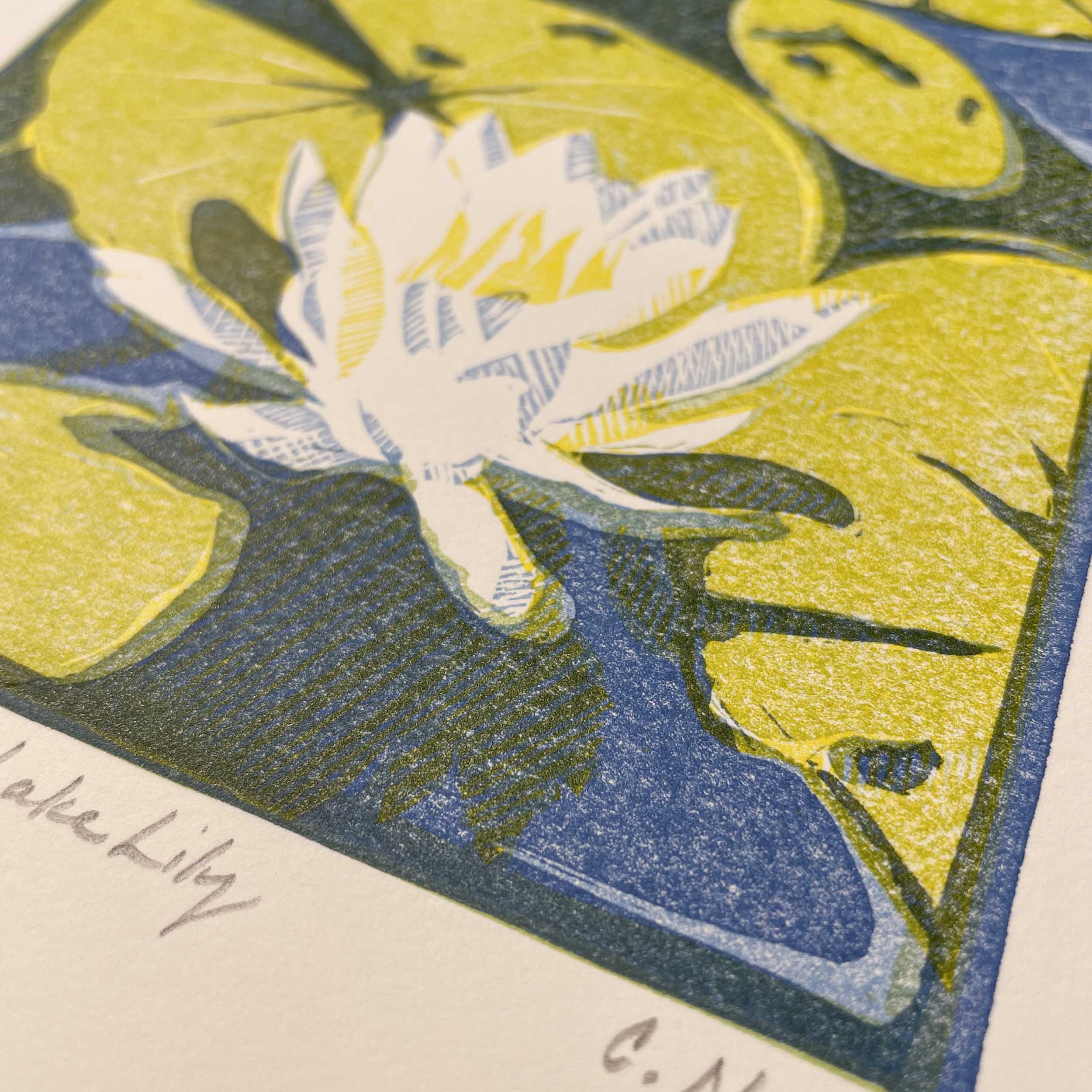Mirror Lake Lily Linocut Print