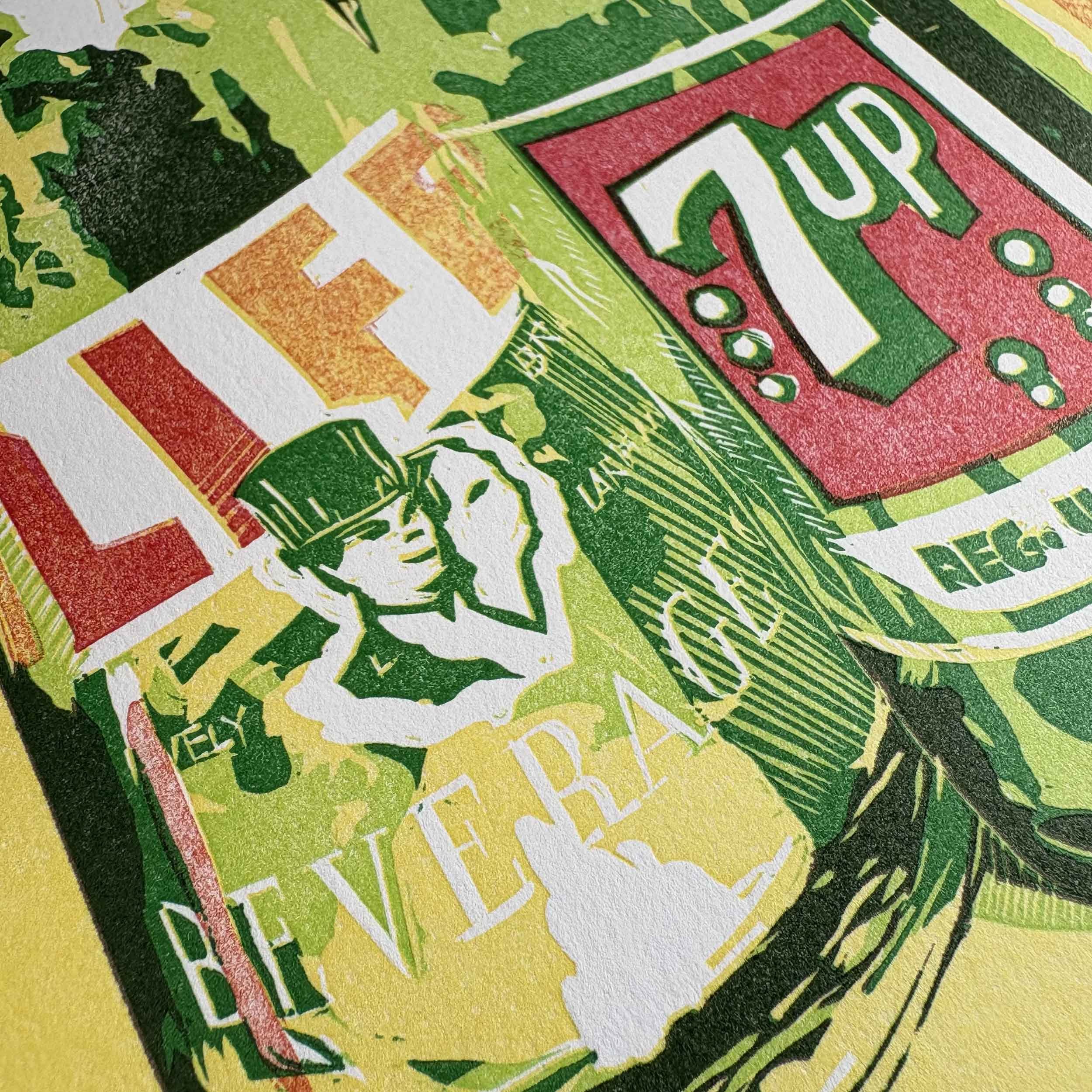 Pop Art reduction linocut relief art print