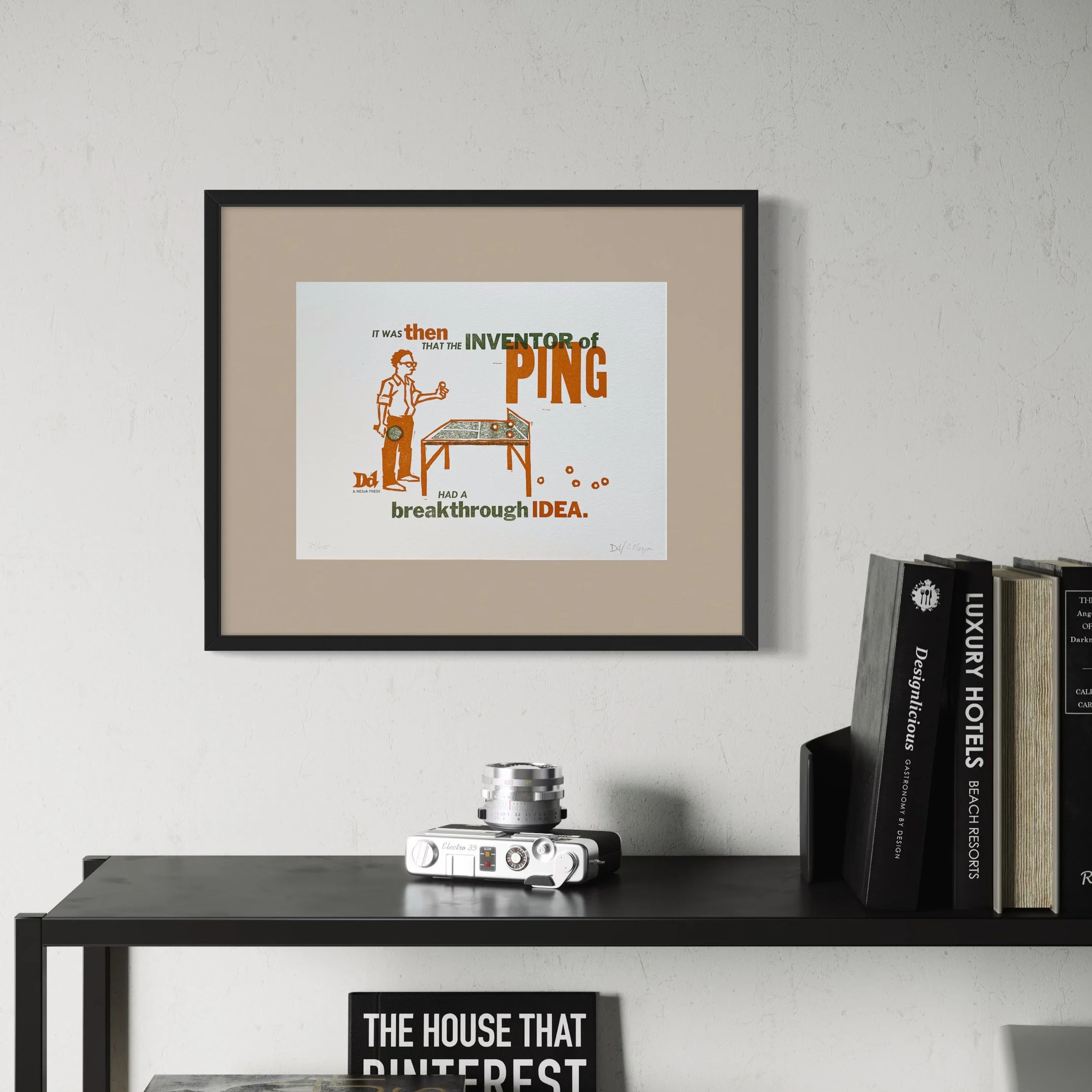 Ping Letterpress Art Print