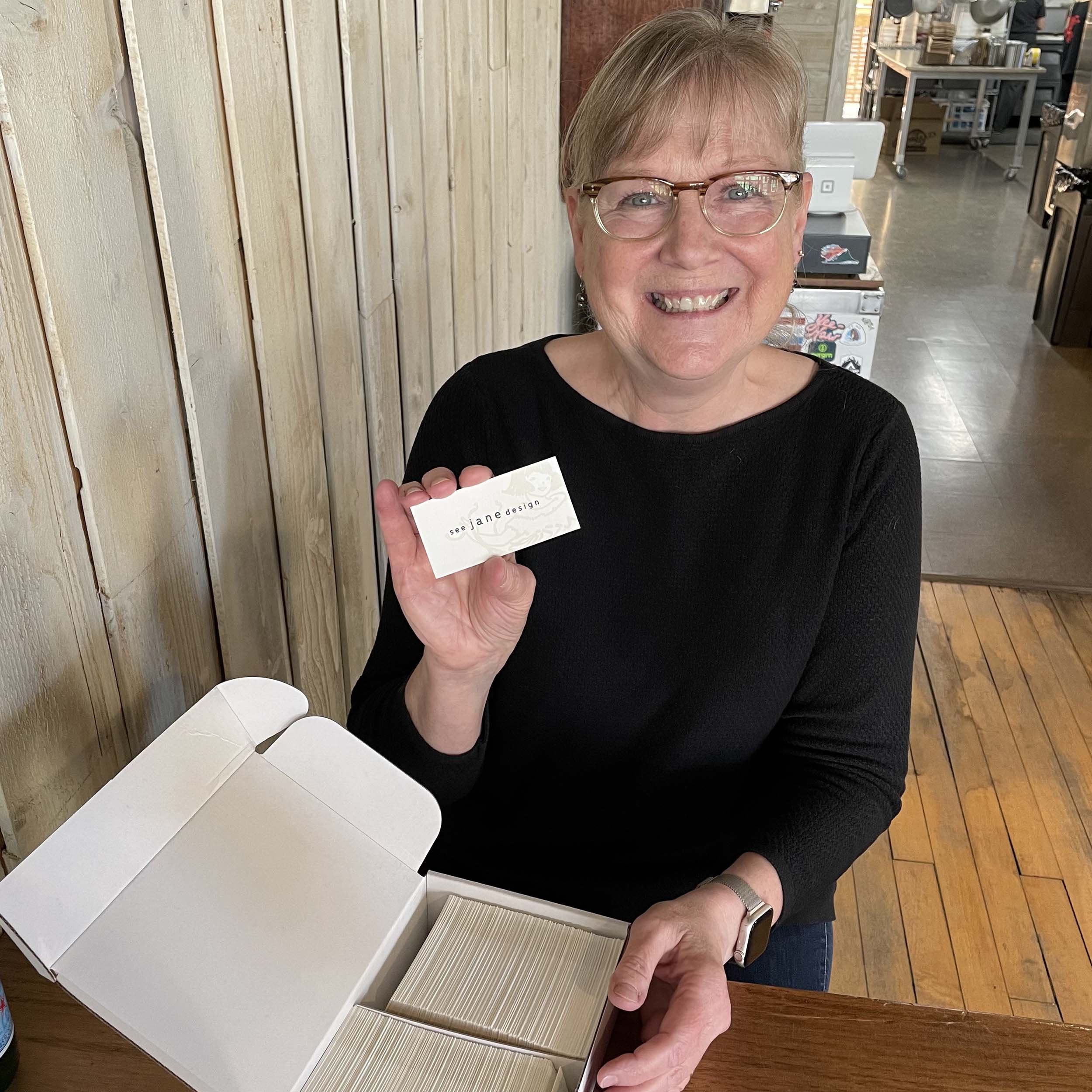 jane-receiving-new-letterpress-cards.jpg