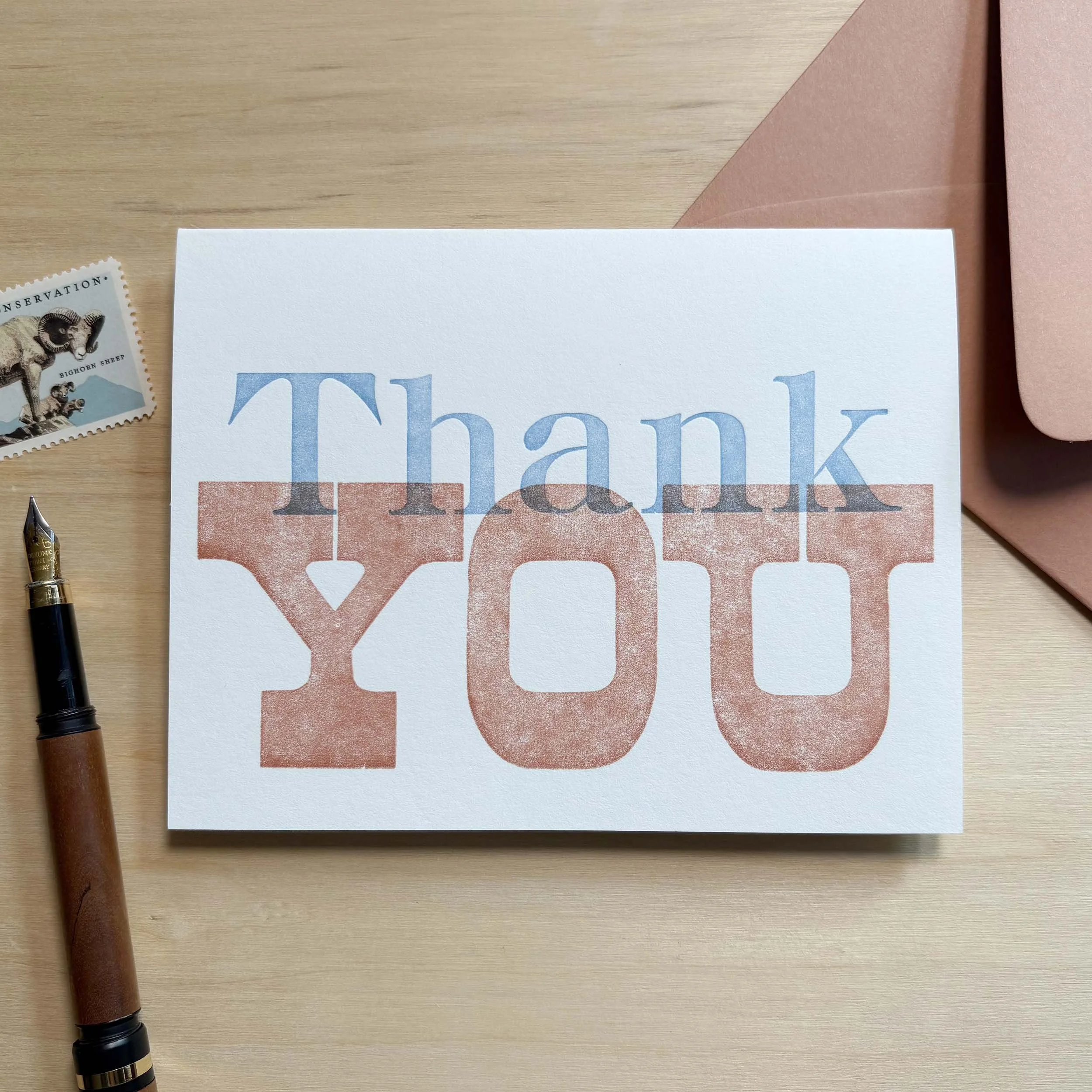 Wood Type Thank You Letterpress Cards Set of 5 or Single