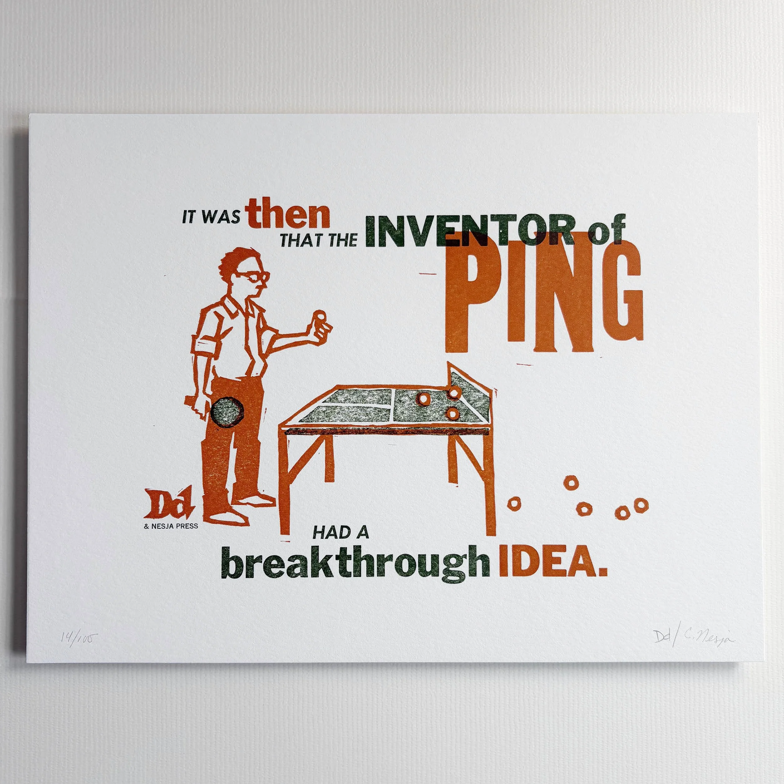 Ping Letterpress Art Print