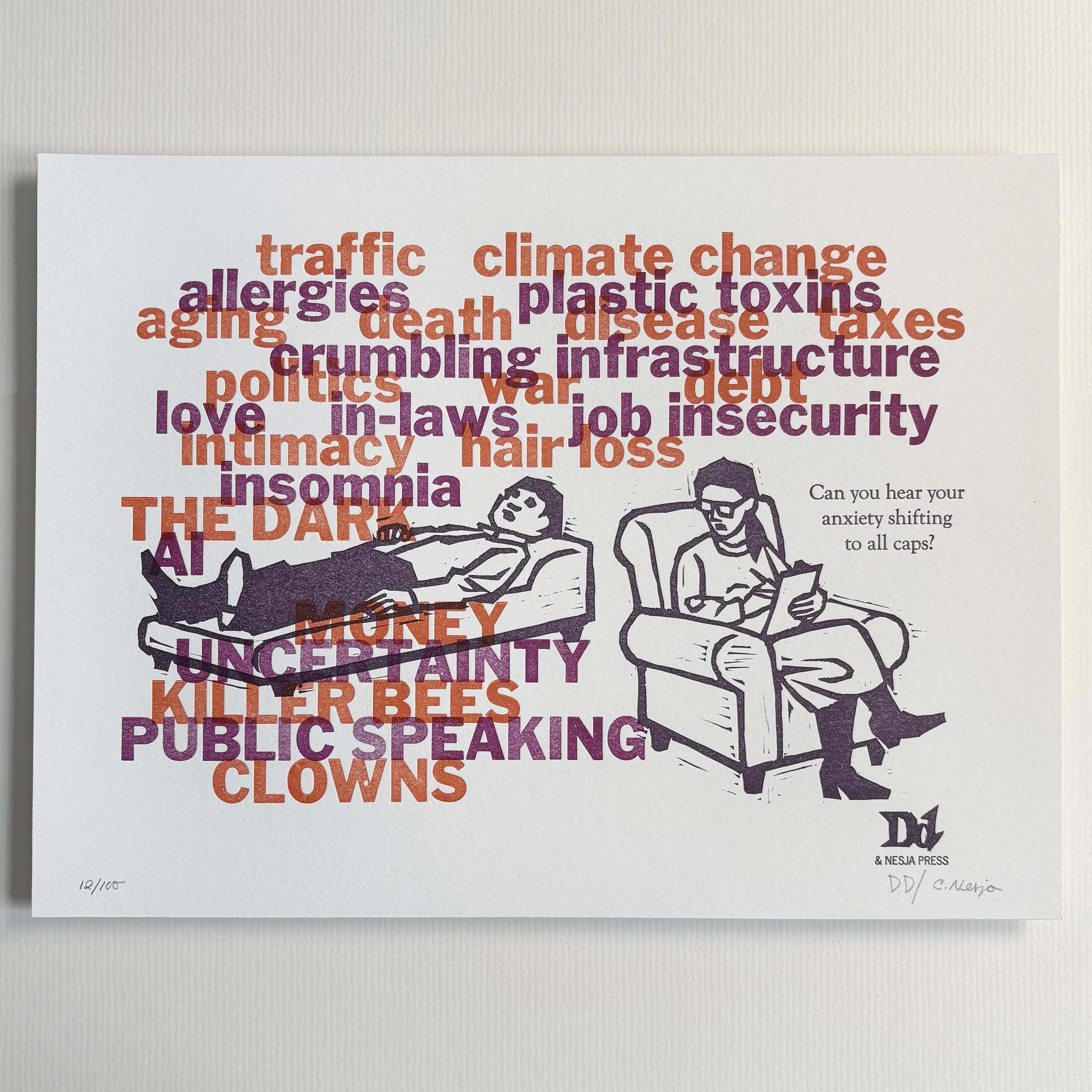 ALL CAPS Letterpress Art Print