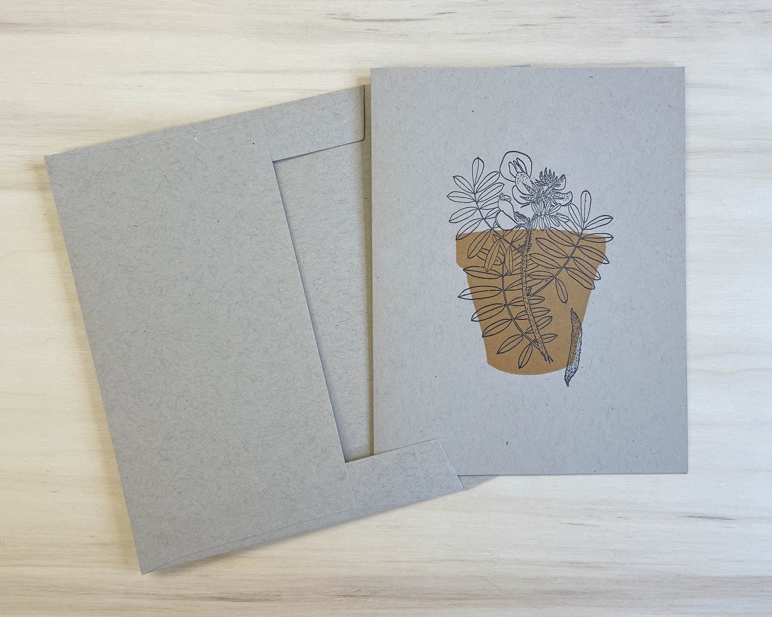 Letterpress notecards garden theme flower pot