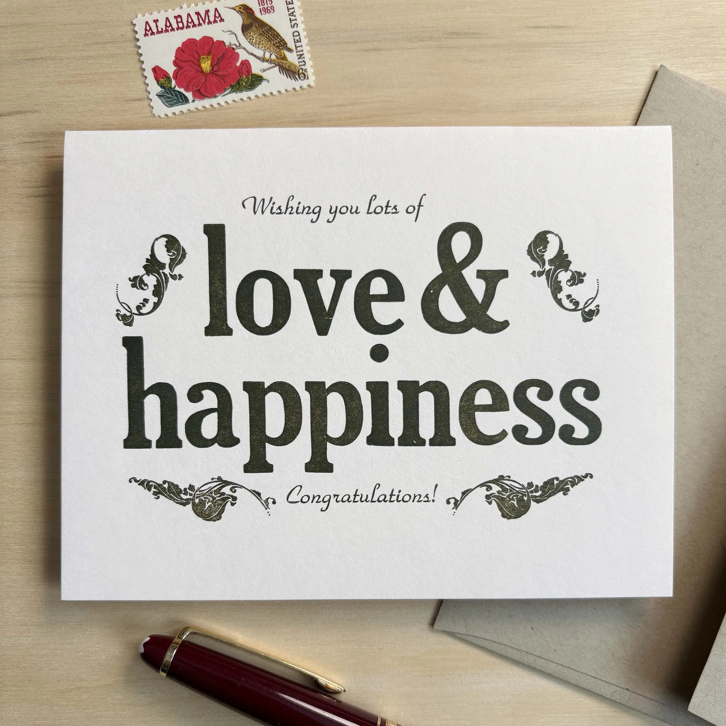 Love and Happiness Letterpress Card
