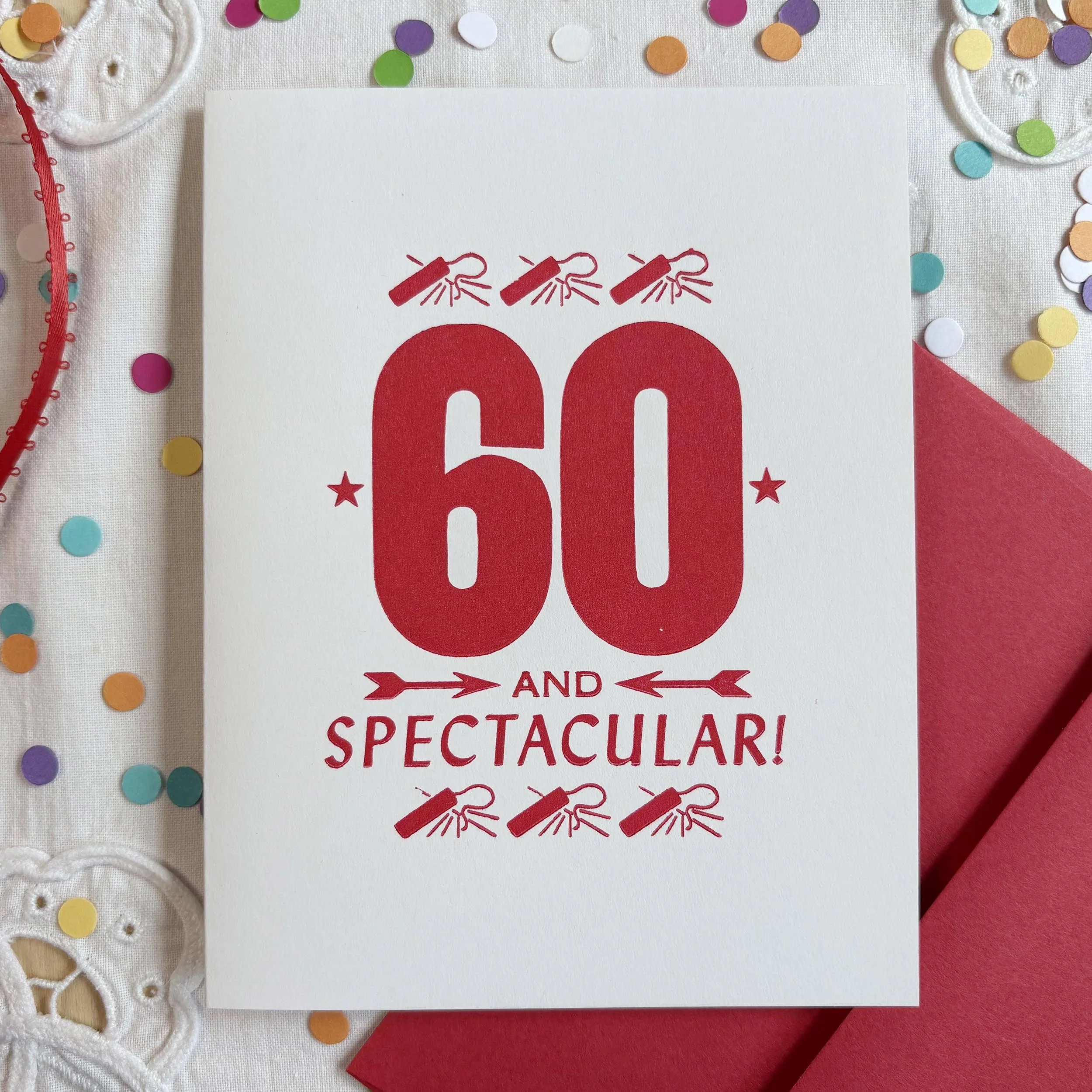 60 and Spectacular! Letterpress Card