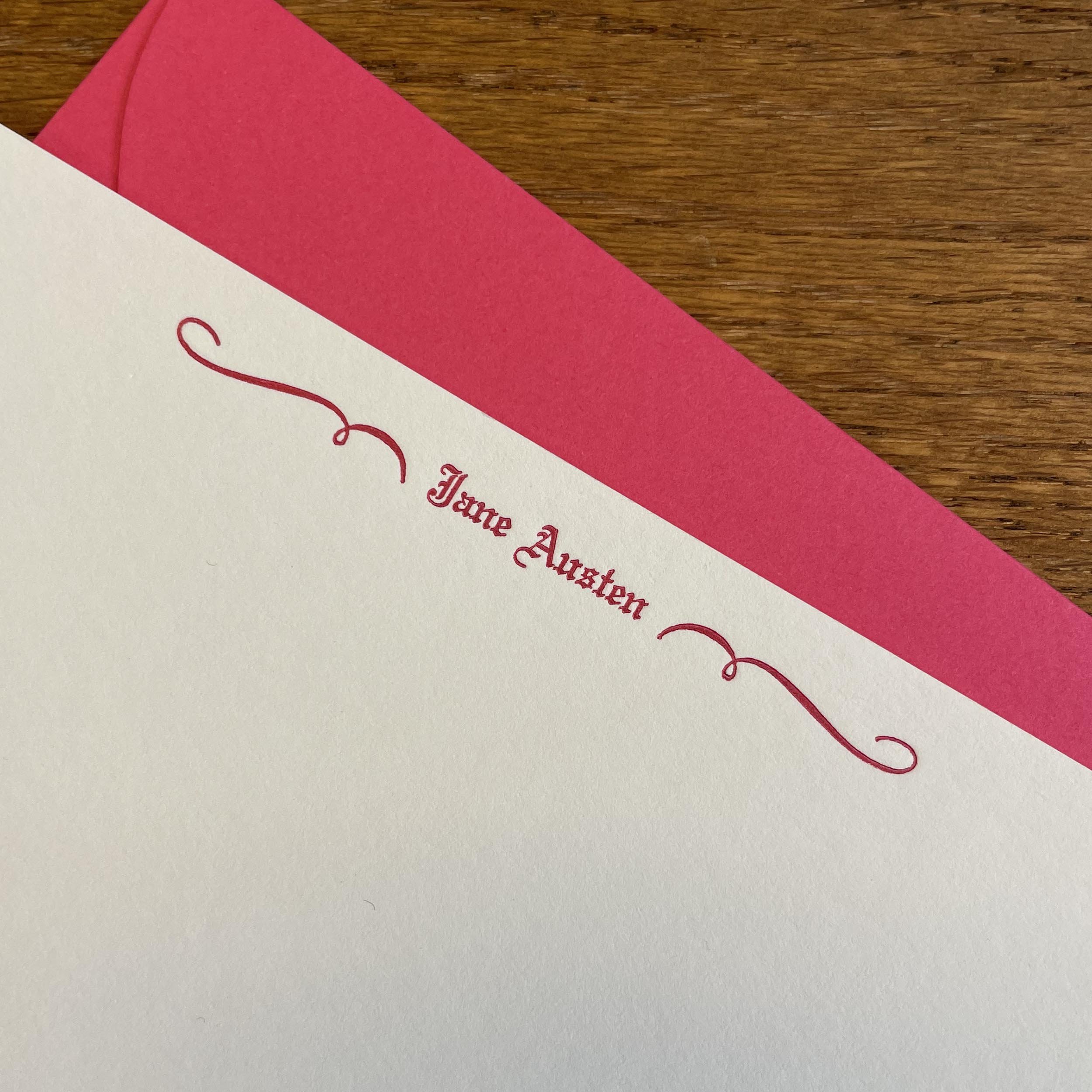 The Austen Personalized Letterpress Notecard design