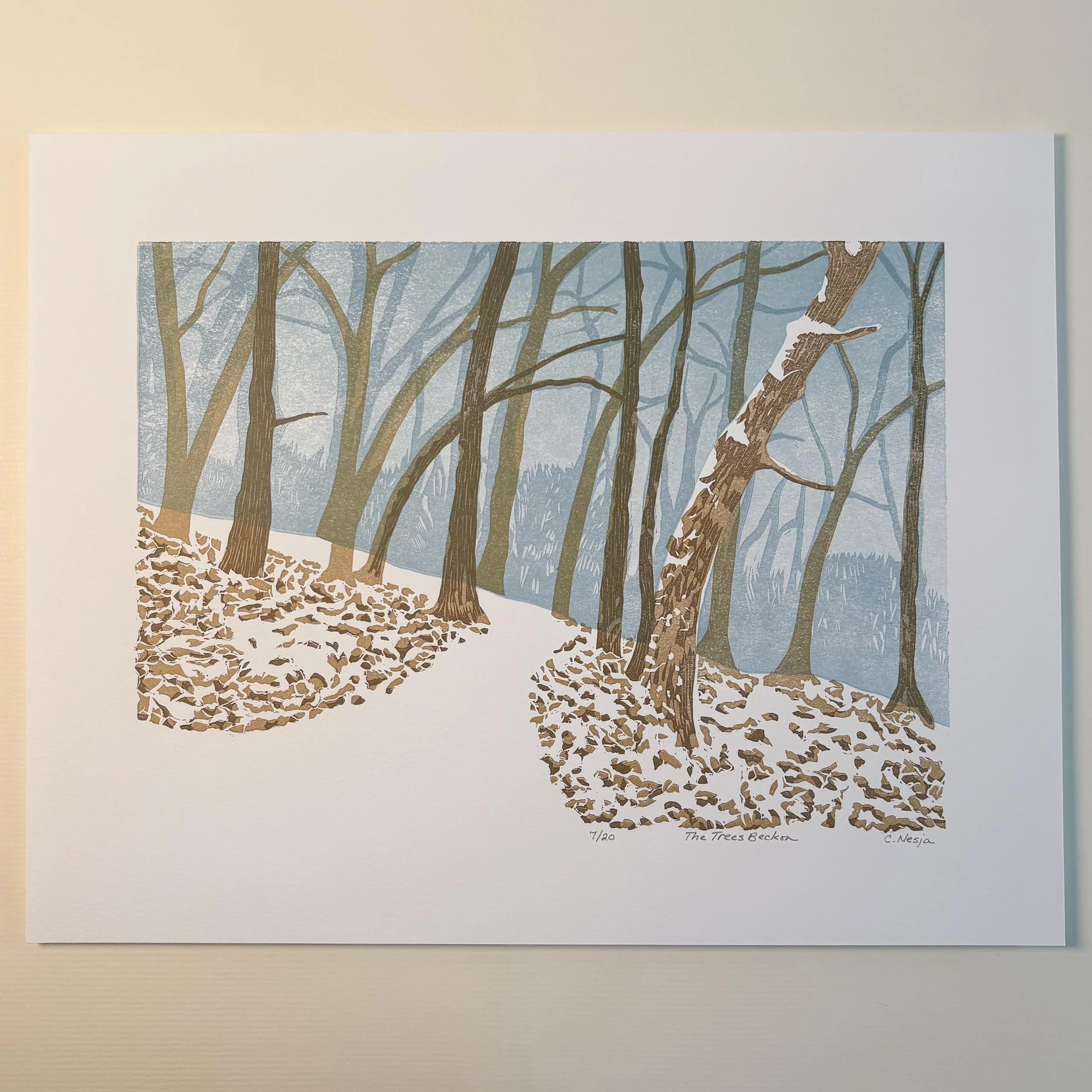 The Trees Beckon Linocut Print