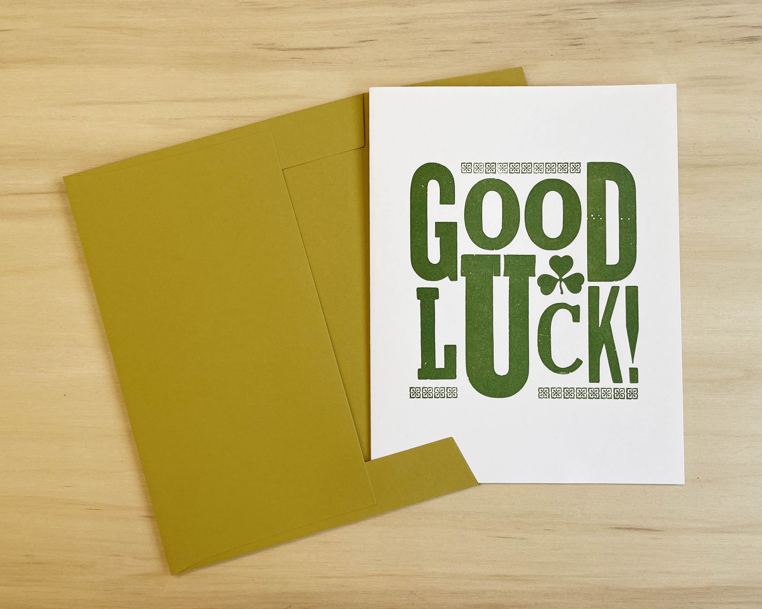 Letterpress greeting card Good Luck