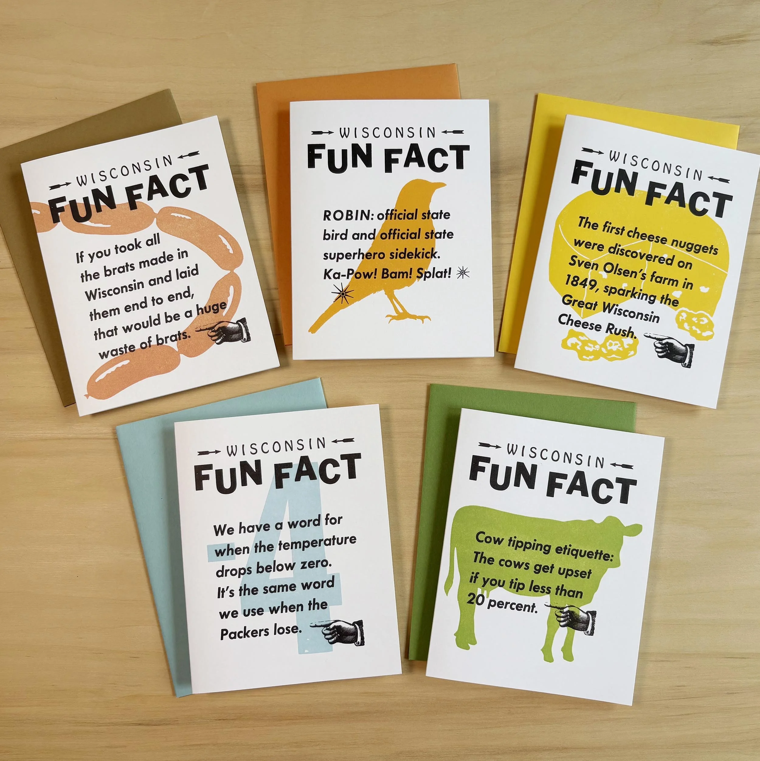 Funny Wisconsin Greeting Cards: 5-Card Set