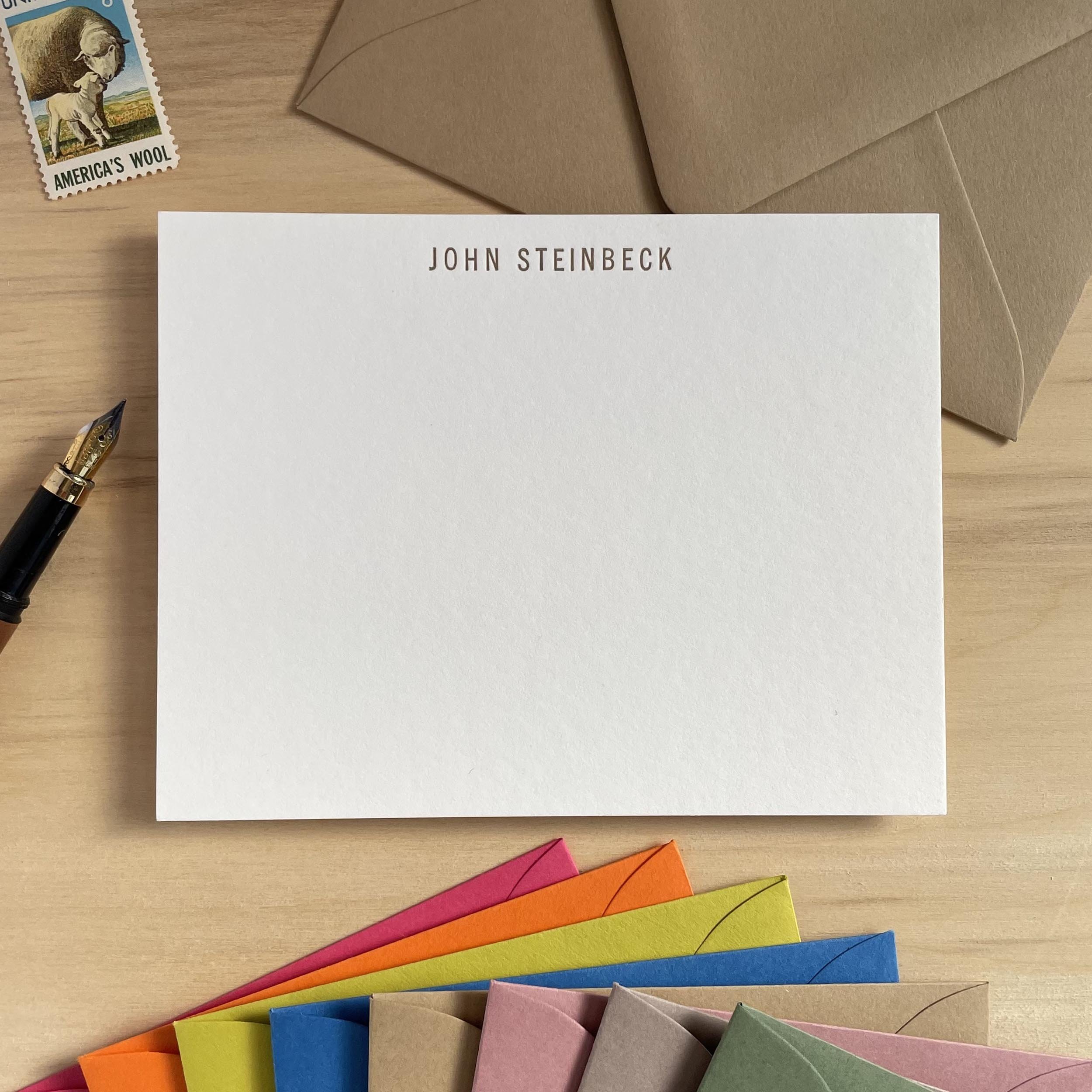 The Steinbeck personalized letterpress notecard design