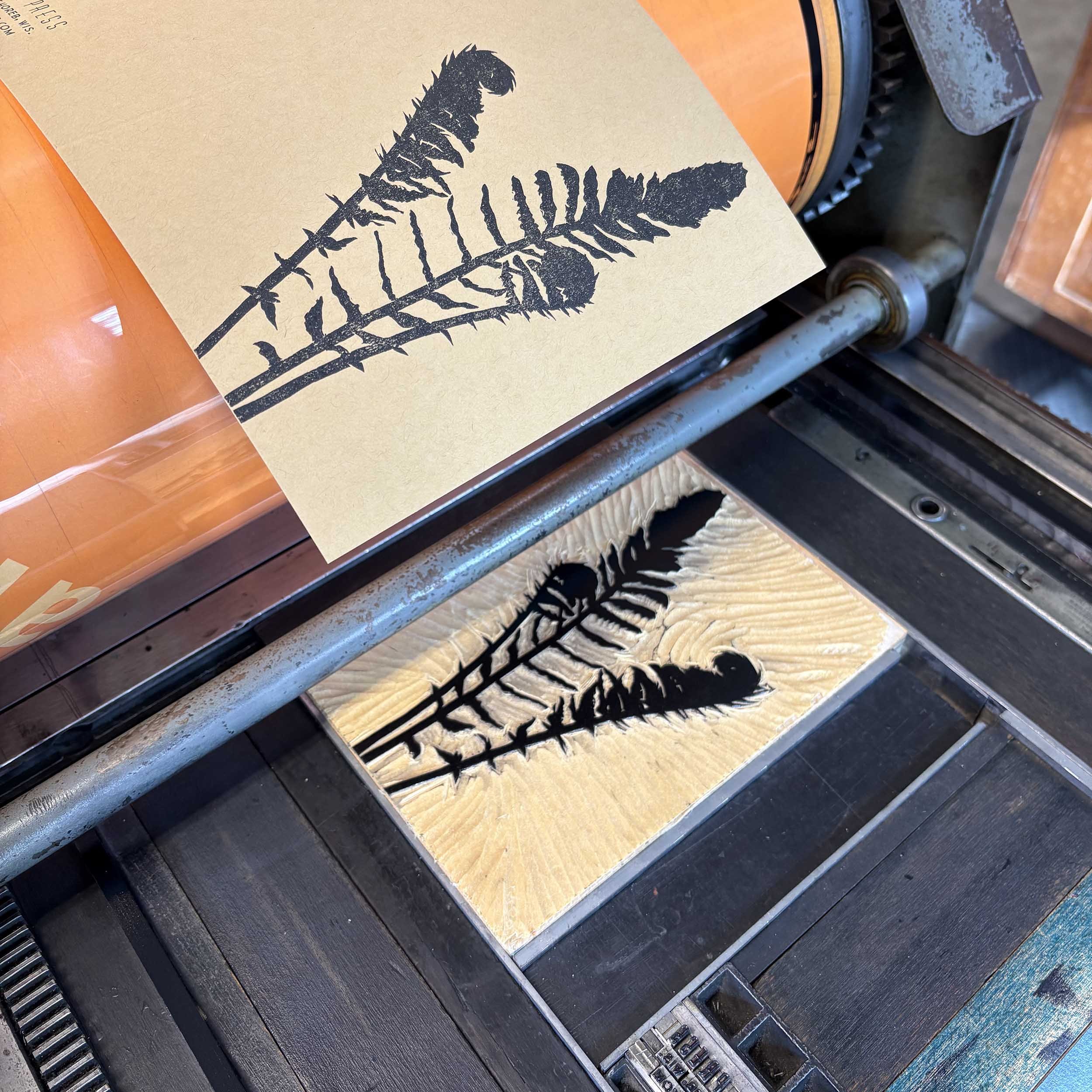 spring-ferns-linocut-letterpress-card-on-press.jpg