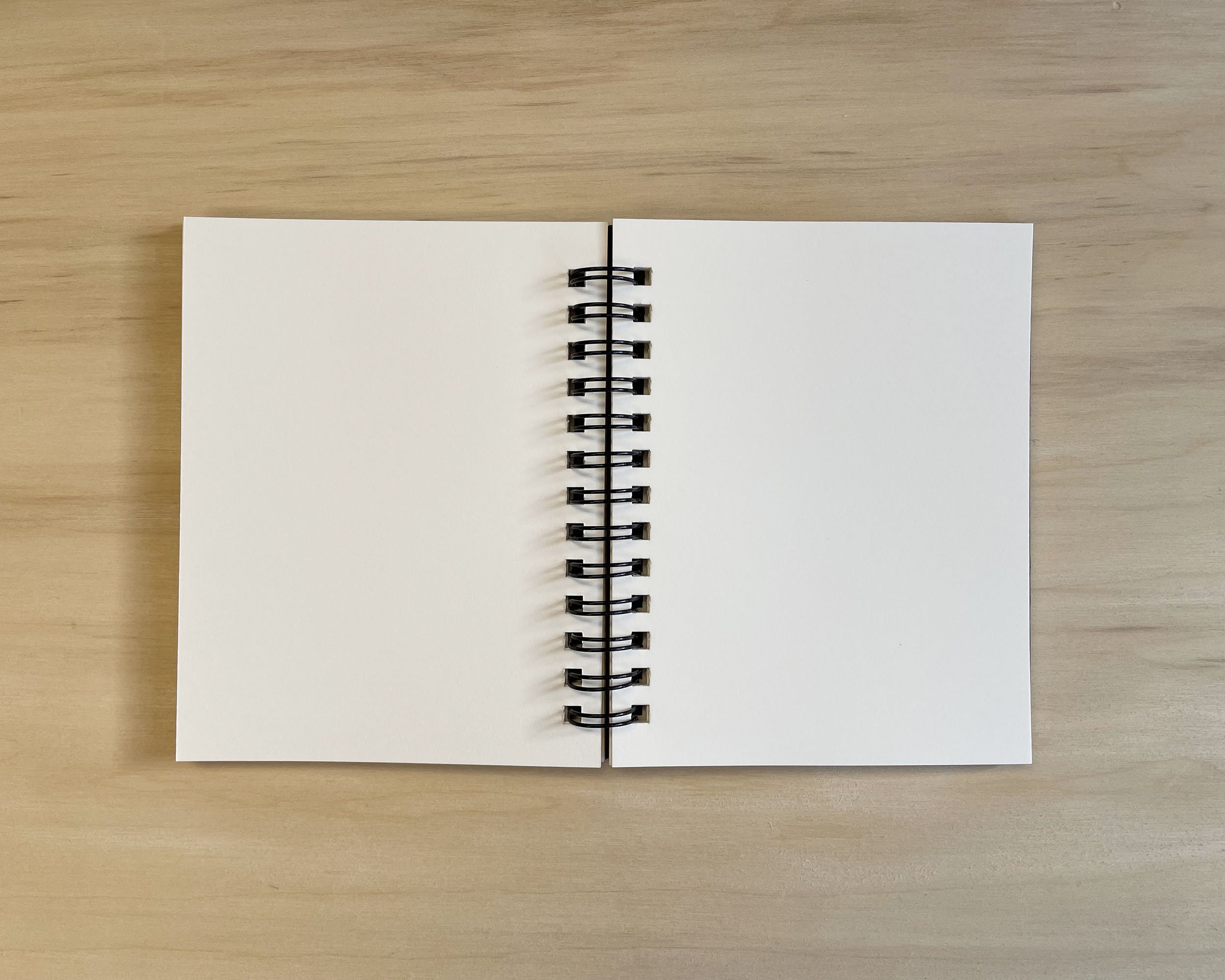 Journal open with blank pages