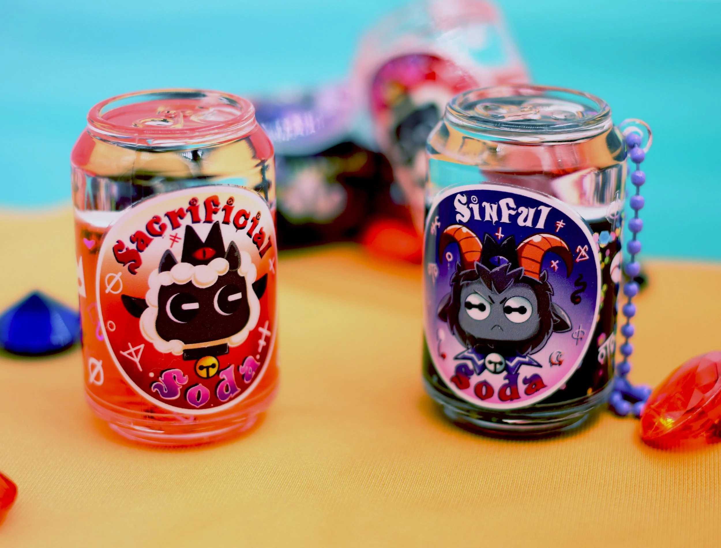 Liquid Soda Can Keychain: Lamb & Goat