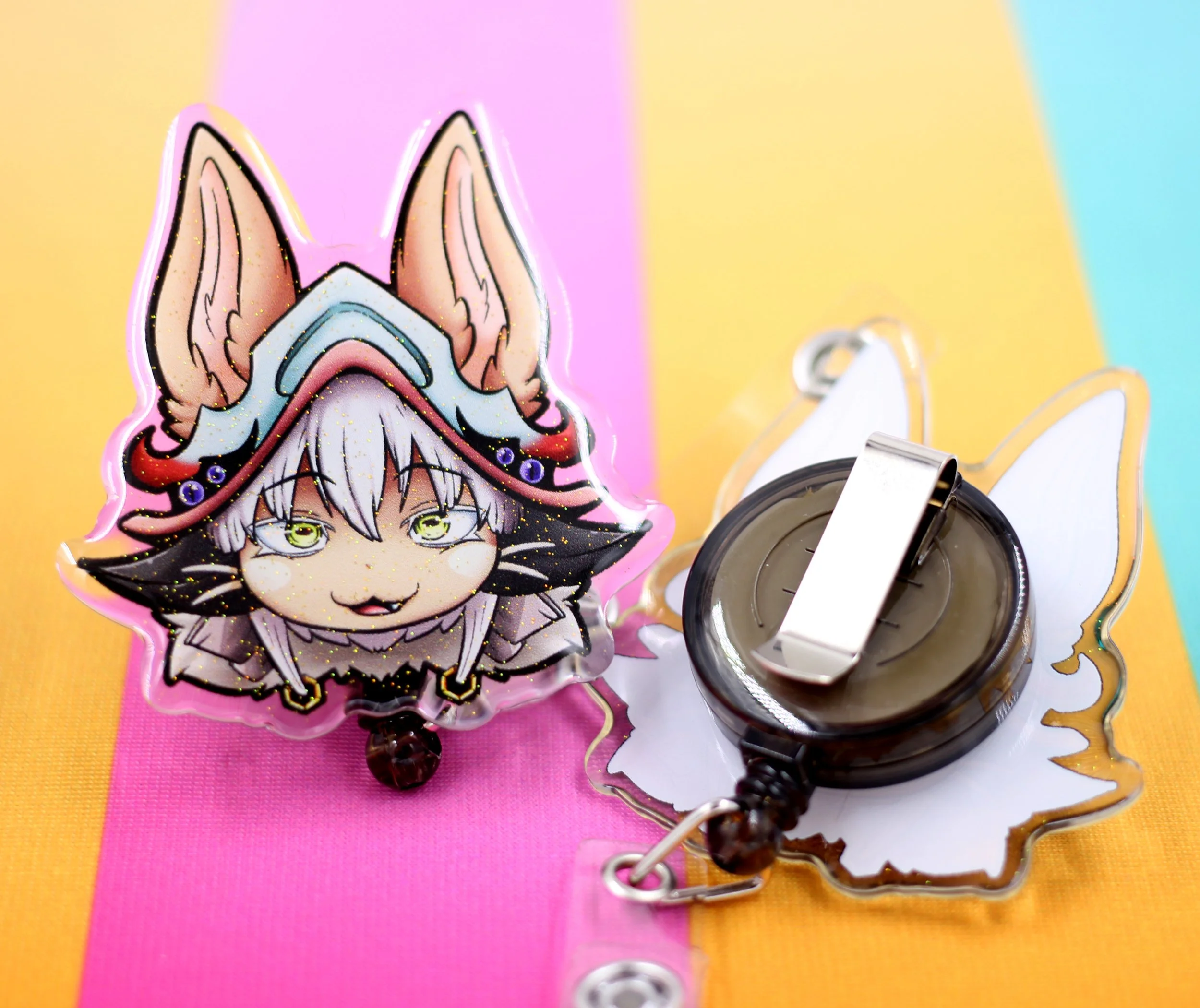 Badge Reel Clips:  Fluffy Bunny Girl