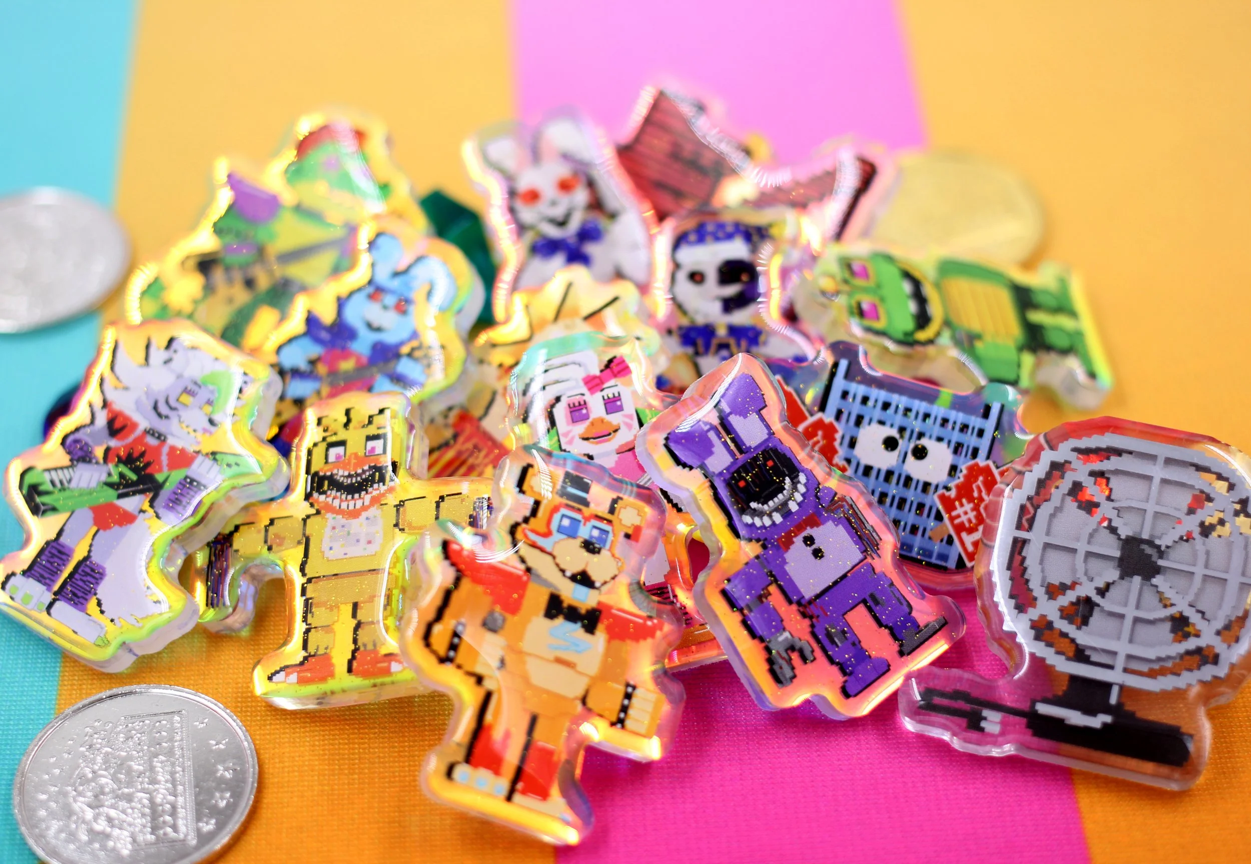 8 Bit Acrylic Gatchapon Pins:  Series 3