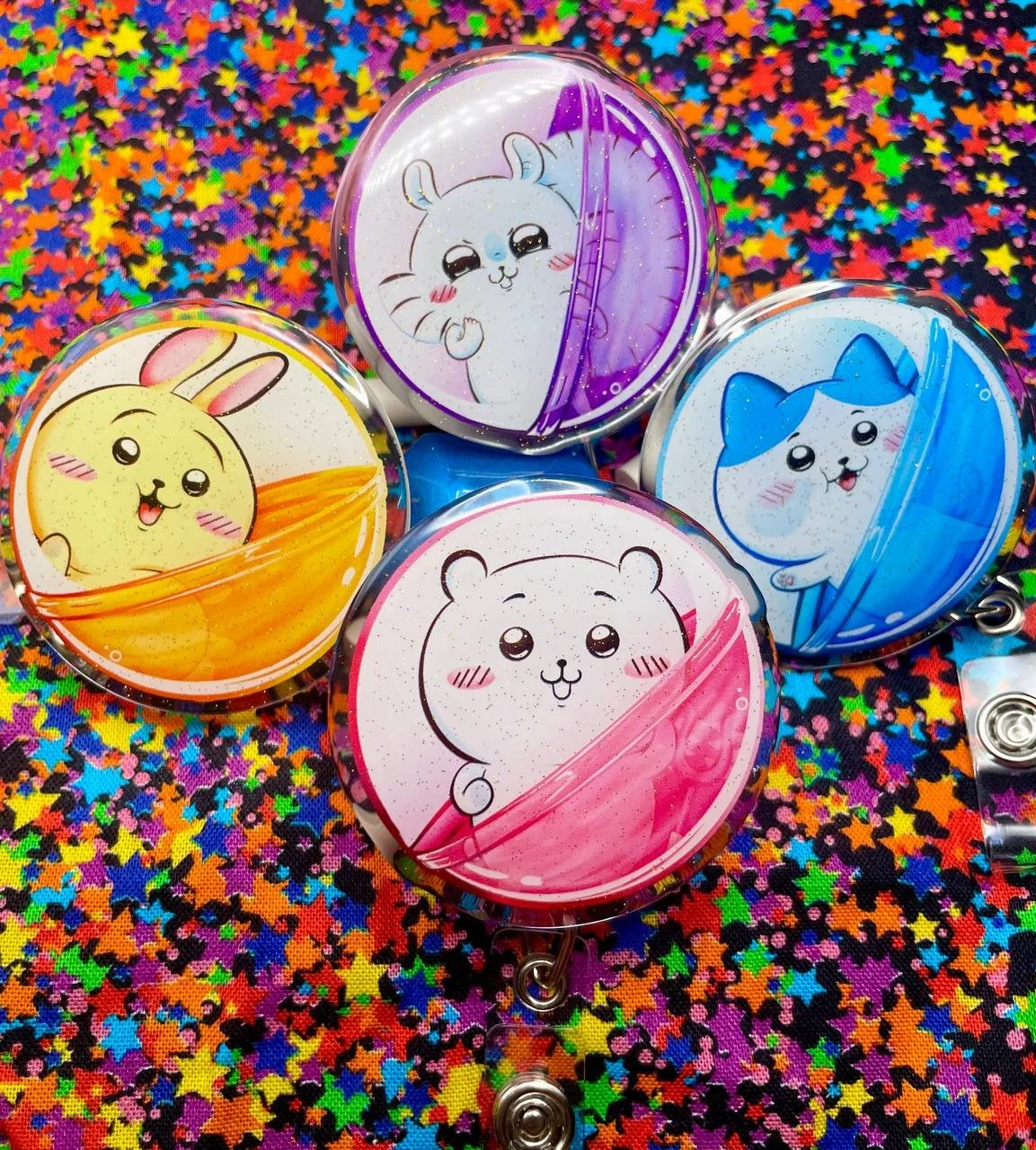 Badge Reel Clips:  Little Gacha Prize Friends