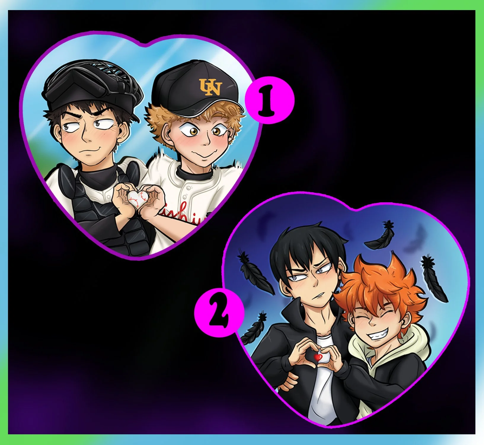 Top Tire Spot Ship Heart Buttons: Baseball & Volleyball