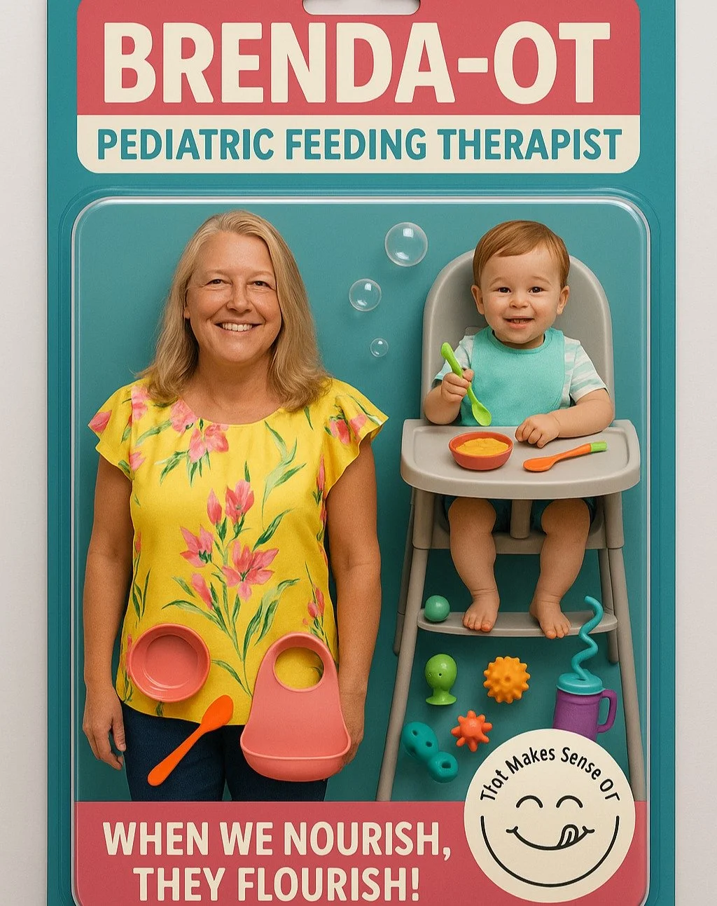 💖🎉 Finally Available: The Brenda-OT Action Figure! 🎉💖
 (Comes fully equipped with messy mealtimes, sensory toys, and an undying love for helping parents feel like superheroes.)
✨ But here's the real story...
 I&rsquo;m not here to &ldquo;fix&rdqu