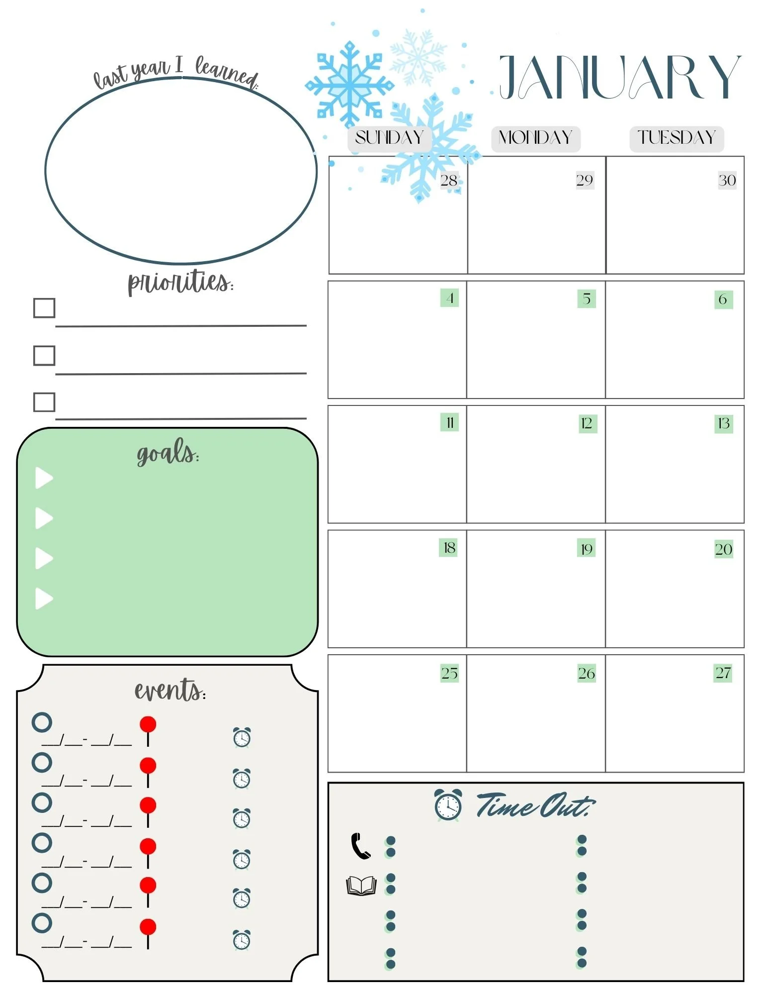 2026 Monthly Planner handbound and printed on 100% recycled paper