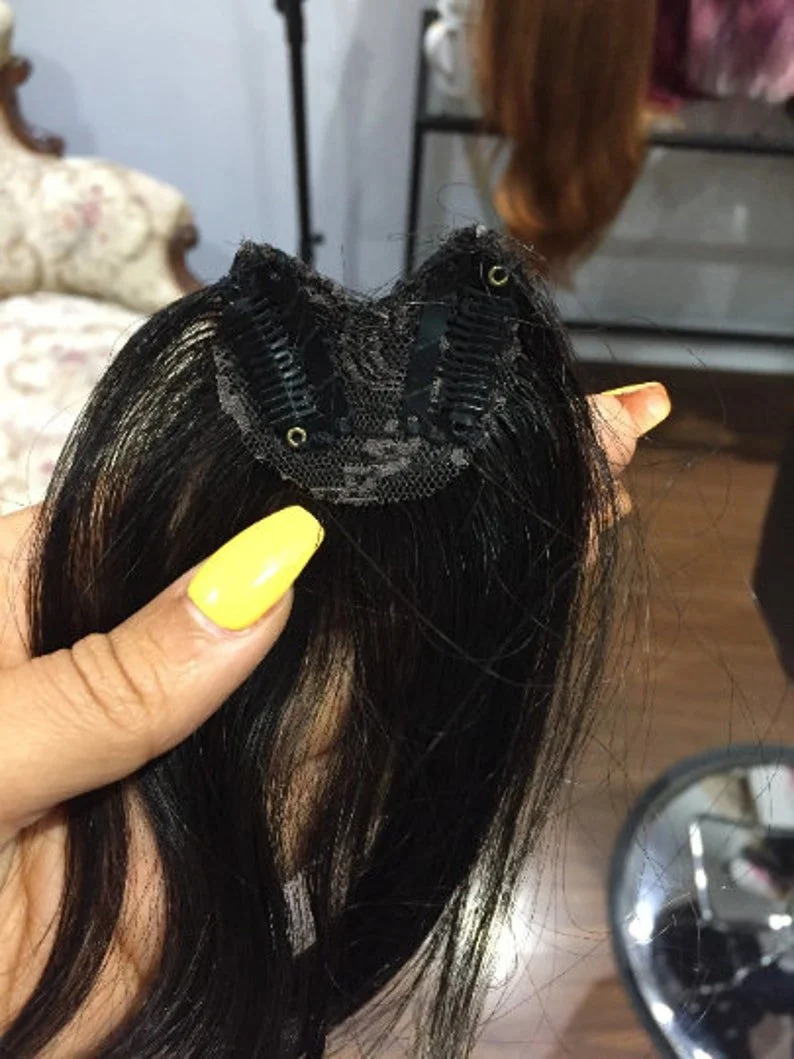 Dark Brown/Brunette Clip-In Bangs Human Hair Extension