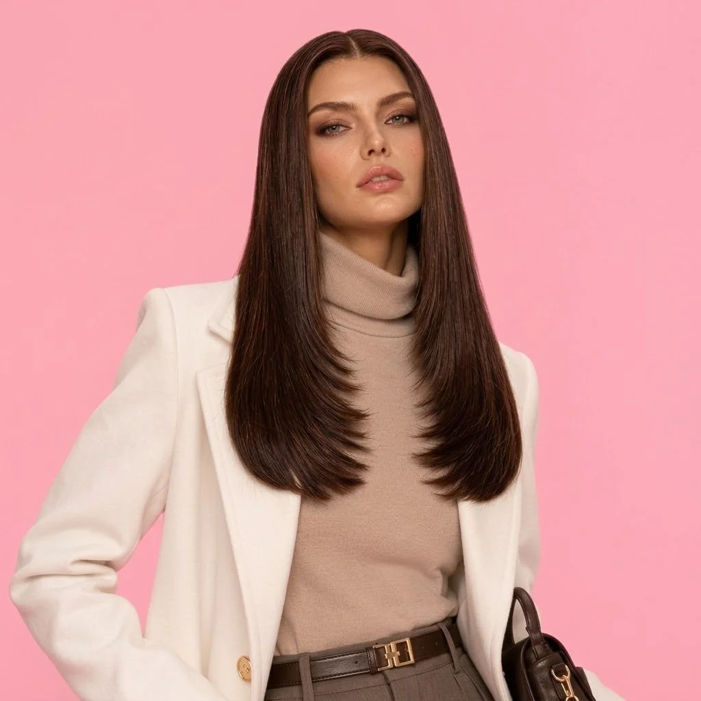 (#3) Semi-Custom Medium Length Dark Brown Layered Hair