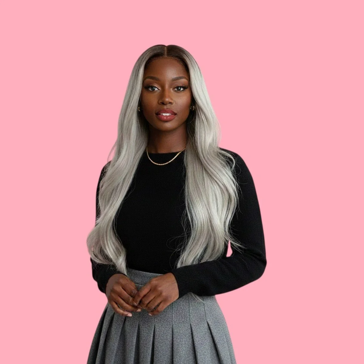 (#S6) Semi-Custom Platinum Blonde Wig (Darkskin)