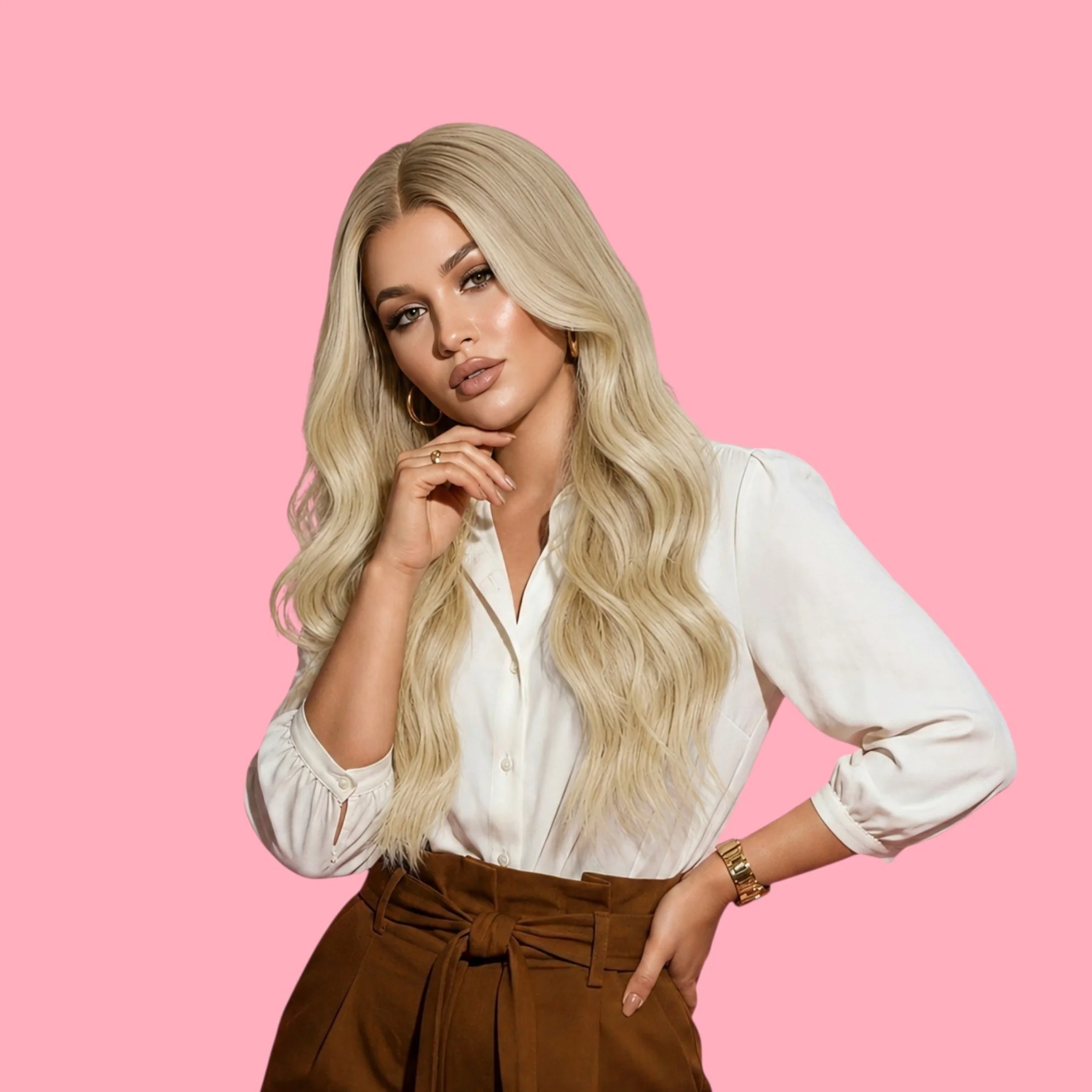 (#N315)Blonde Balayage Semi Custom Virgin Human Hair Wig