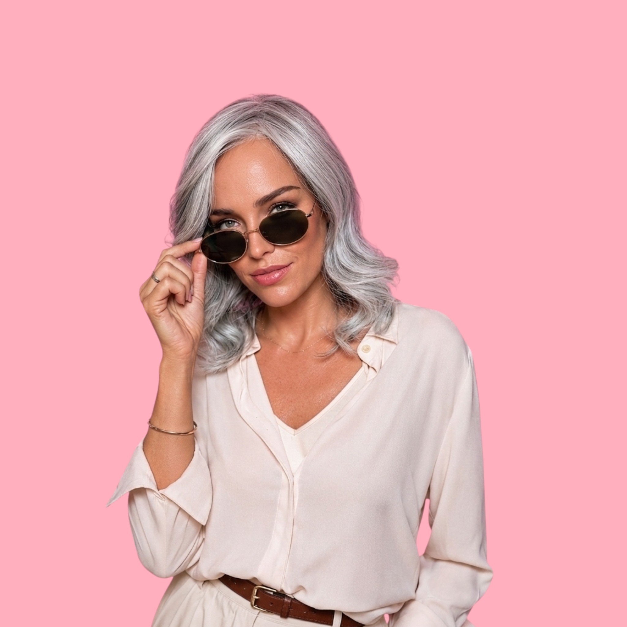 Celine White And Silver Wig