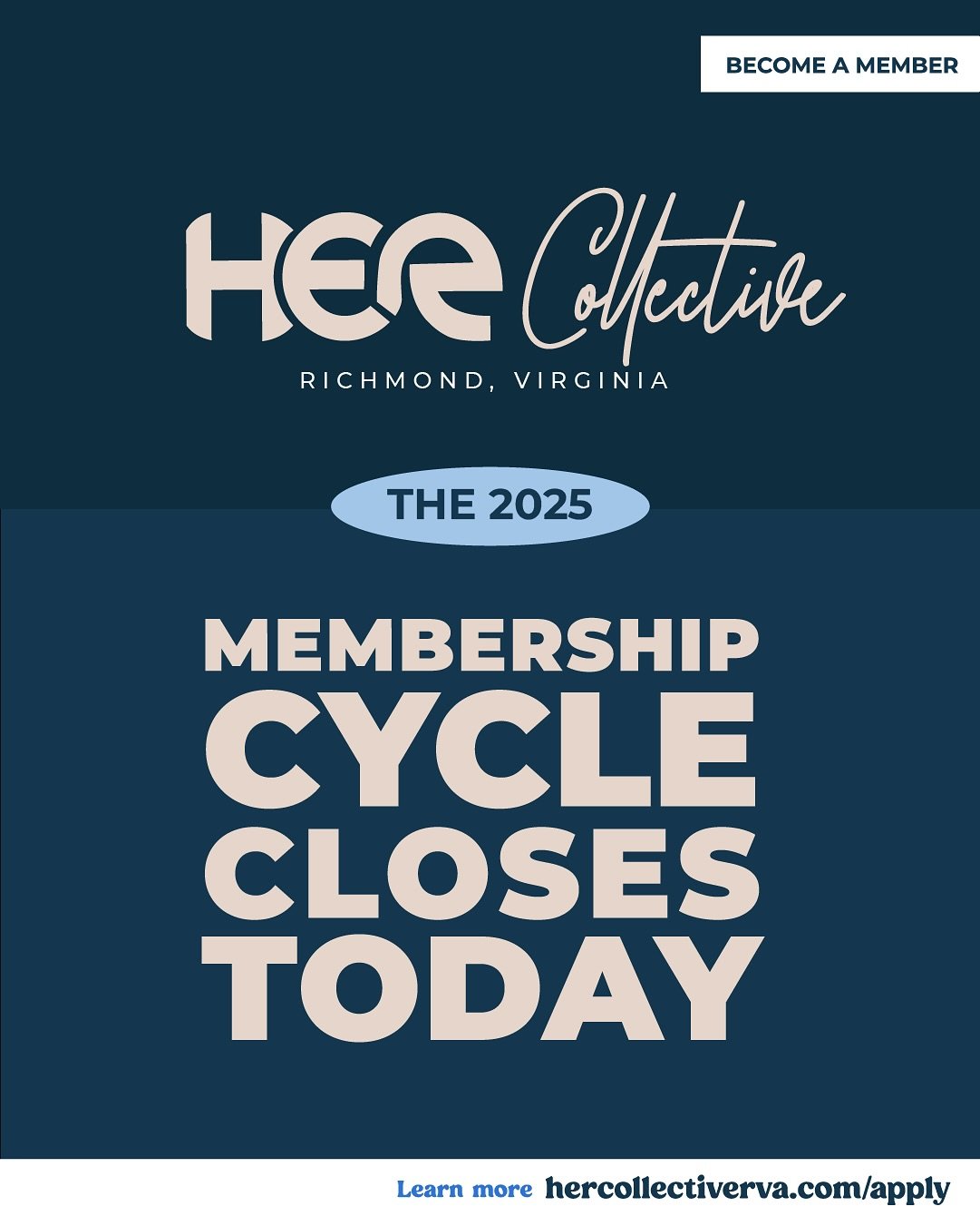 LAST CALL | HER Collective membership applications close tonight. 💙

We are a nonprofit community creating space for Black women in Richmond to connect, grow, and build together through intentional gatherings, shared leadership, and meaningful conve