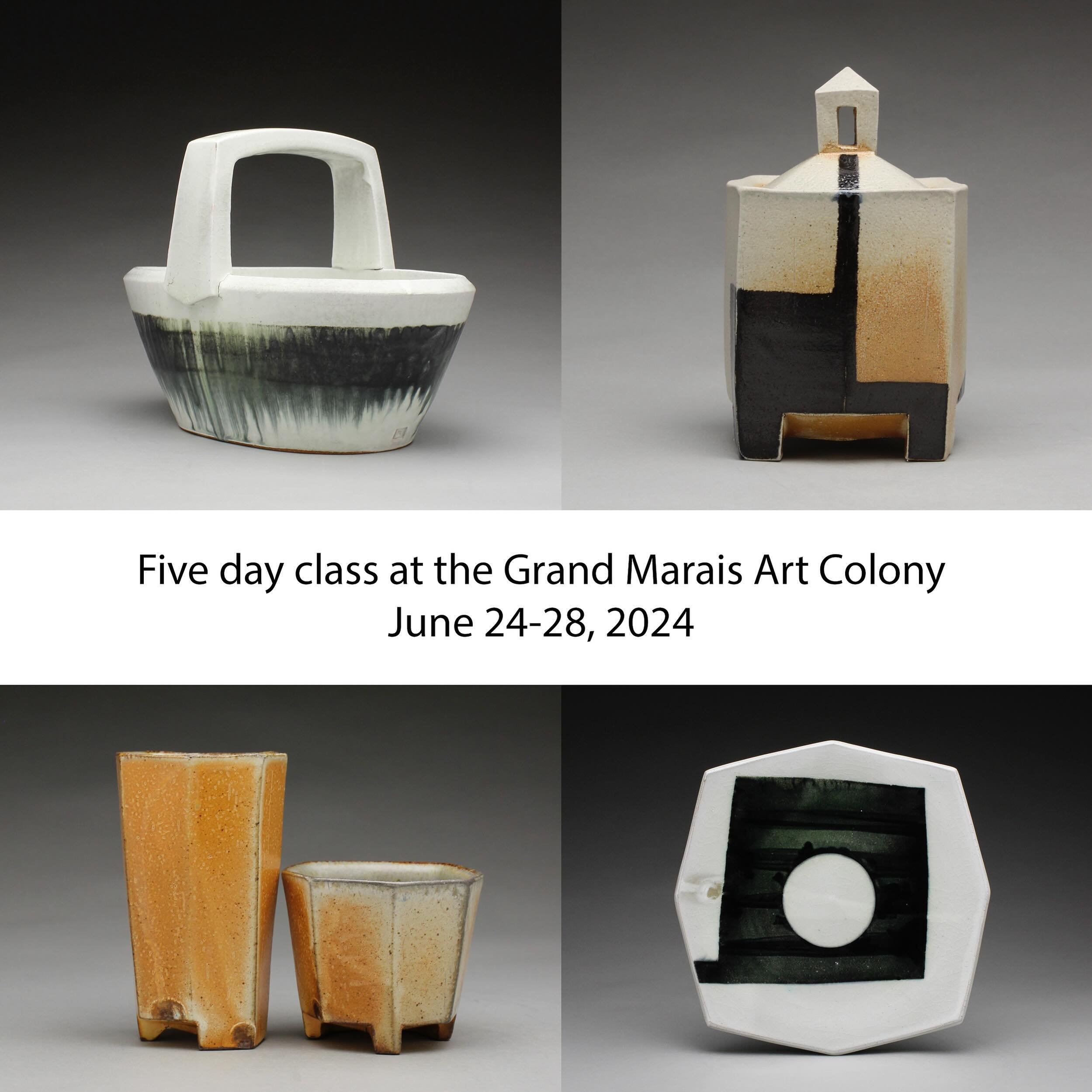 The Grand Marais Art Colony is hosting me for a five-day class in Grand Marais, MN. The class will focus on throwing various forms and altering them off the wheel. &ldquo;Thinking Through Process: Altering the Thrown
Form&rdquo; June 24-28, 2024. For